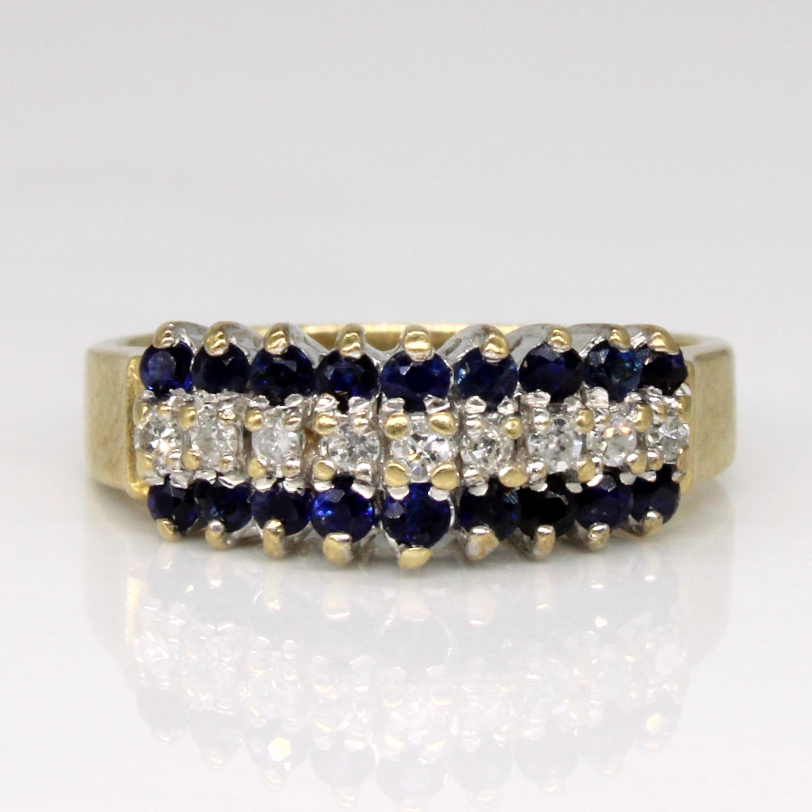 Bague saphir pointu et diamants | 0,27 ct, 0,09 ct | Taille 5,25 |