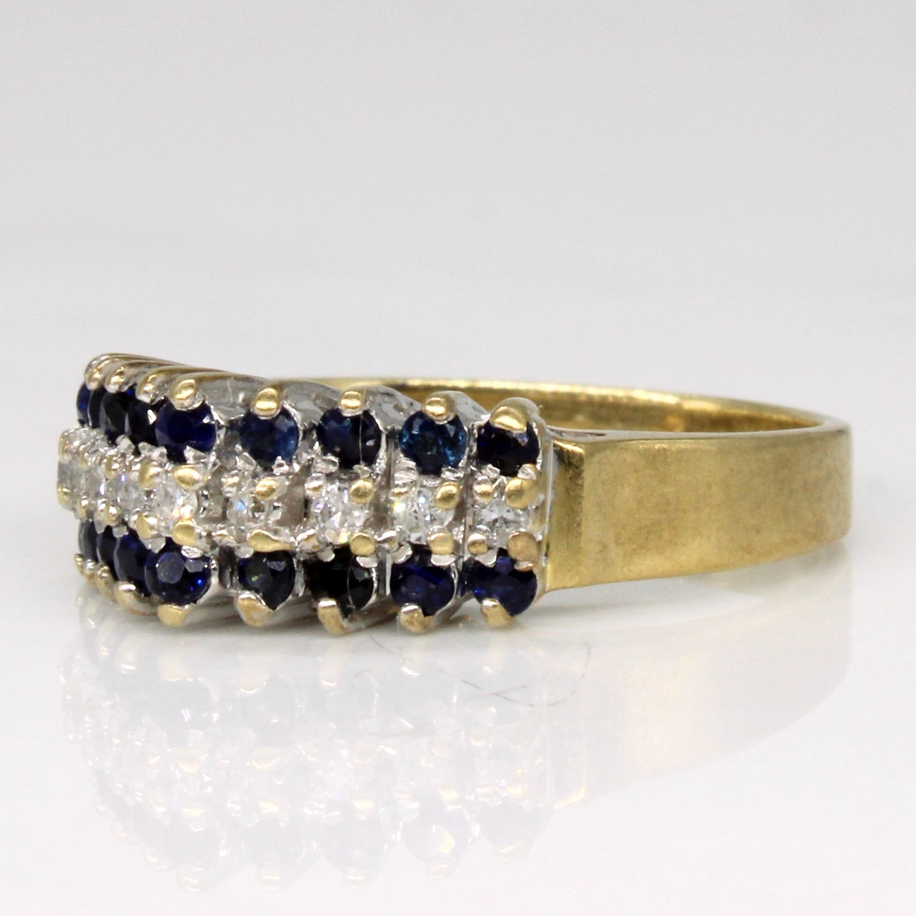 Bague saphir pointu et diamants | 0,27 ct, 0,09 ct | Taille 5,25 |