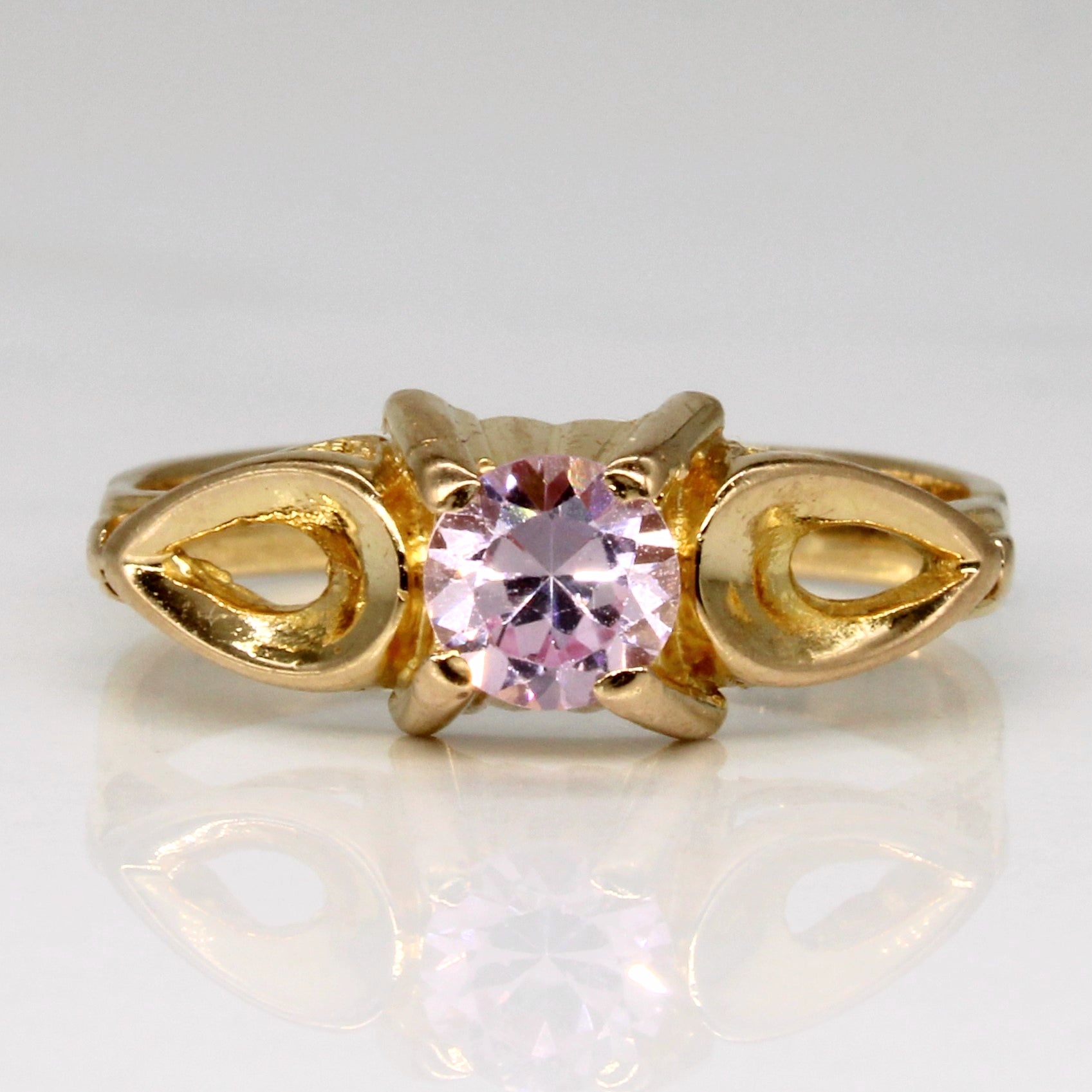 Synthetic Pink Sapphire High Set Ring | 0.60ct | SZ 7 |