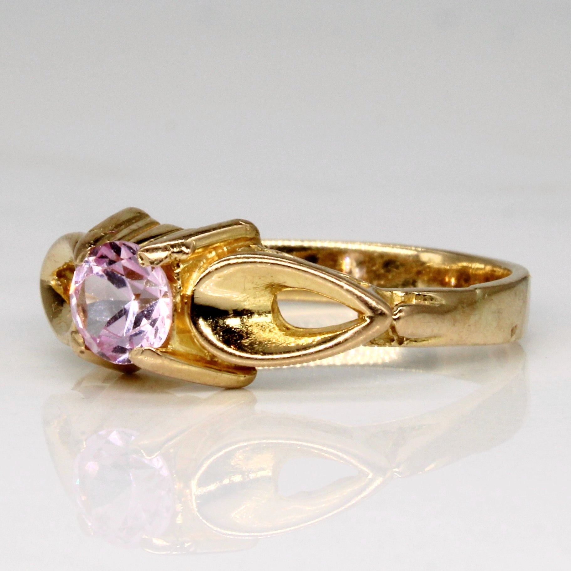 Synthetic Pink Sapphire High Set Ring | 0.60ct | SZ 7 |