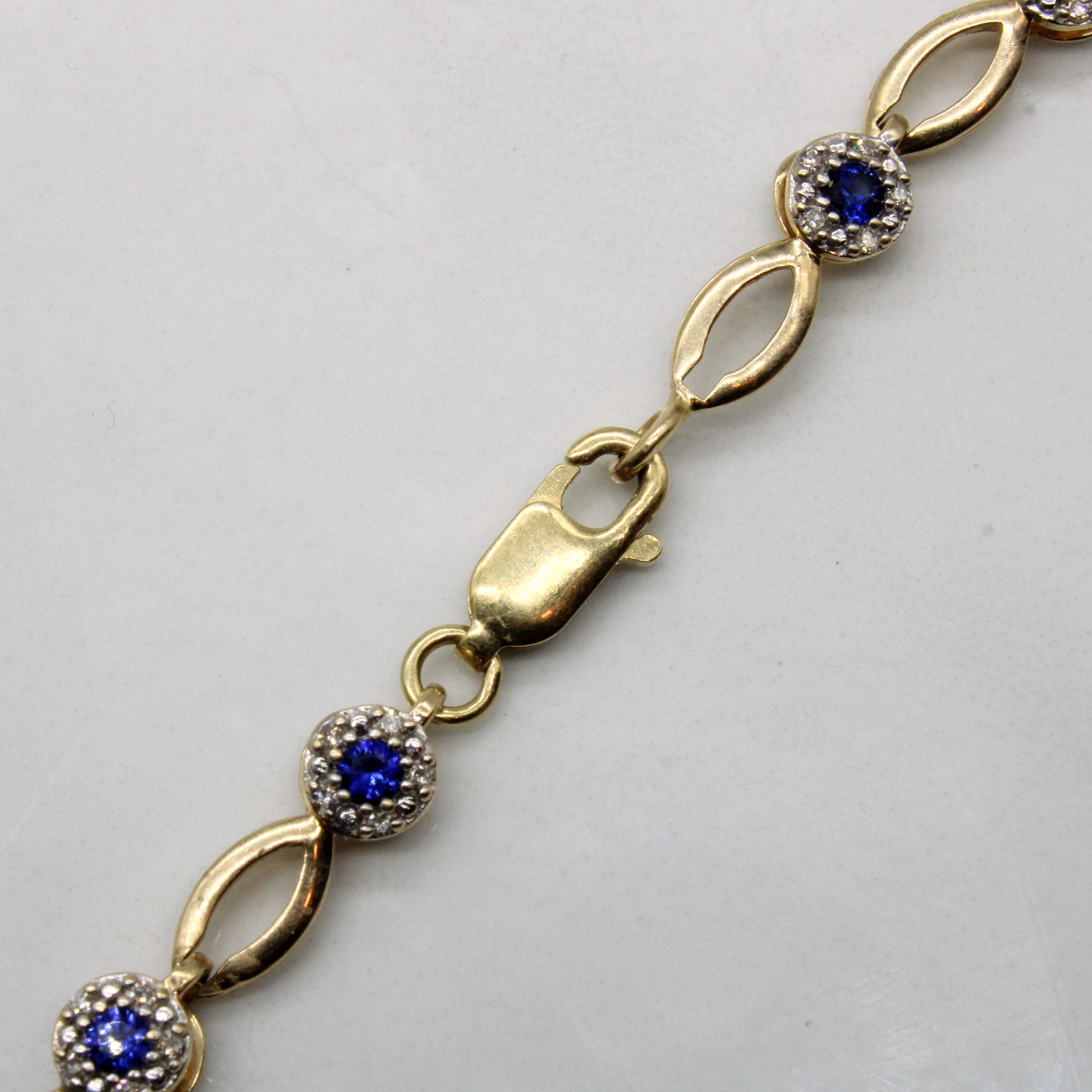 Sapphire & Diamond Halo Bracelet | 0.56ctw, 0.21ctw | 7.5" |
