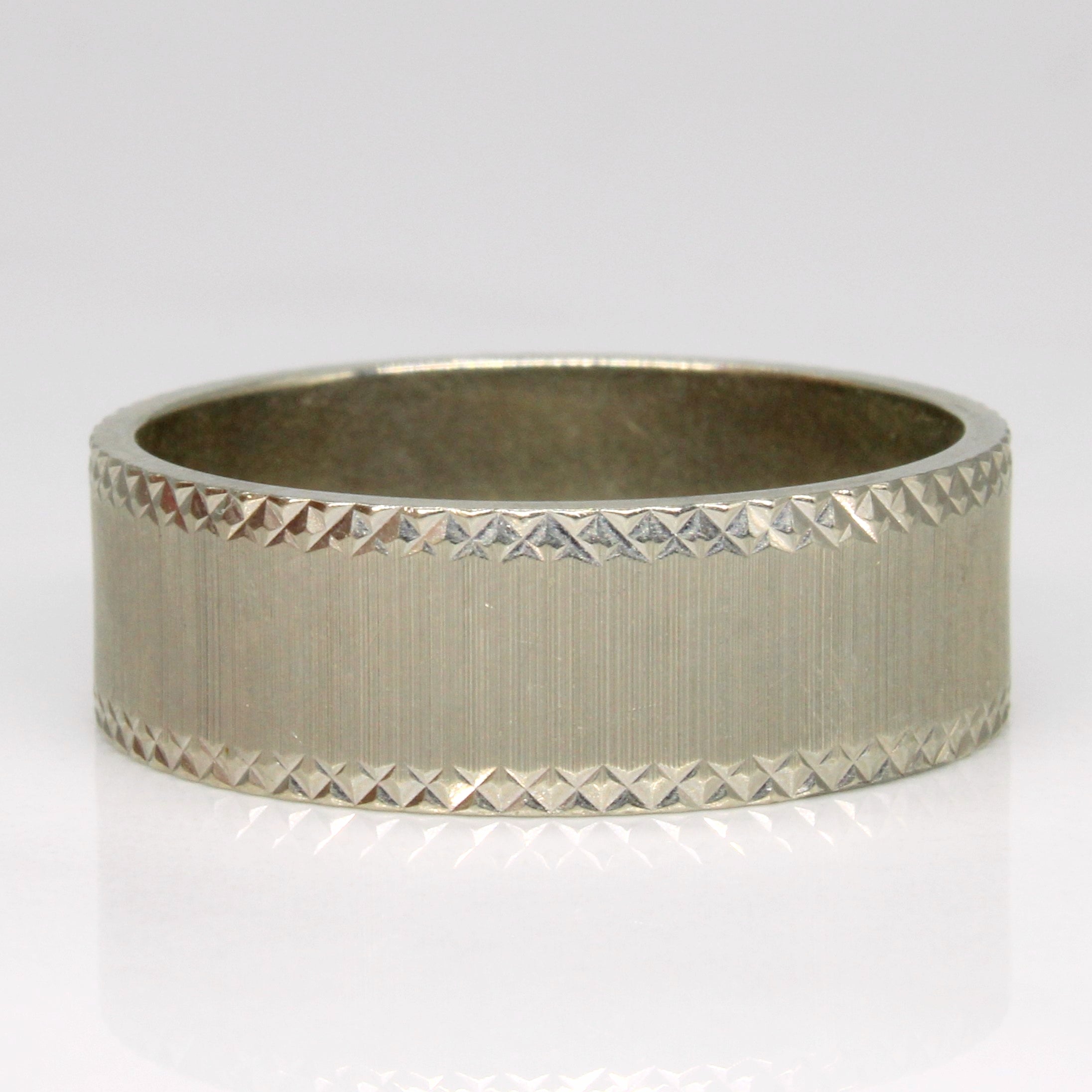 Matte Finish Diamond Cut White Gold Band | SZ 7.25 |