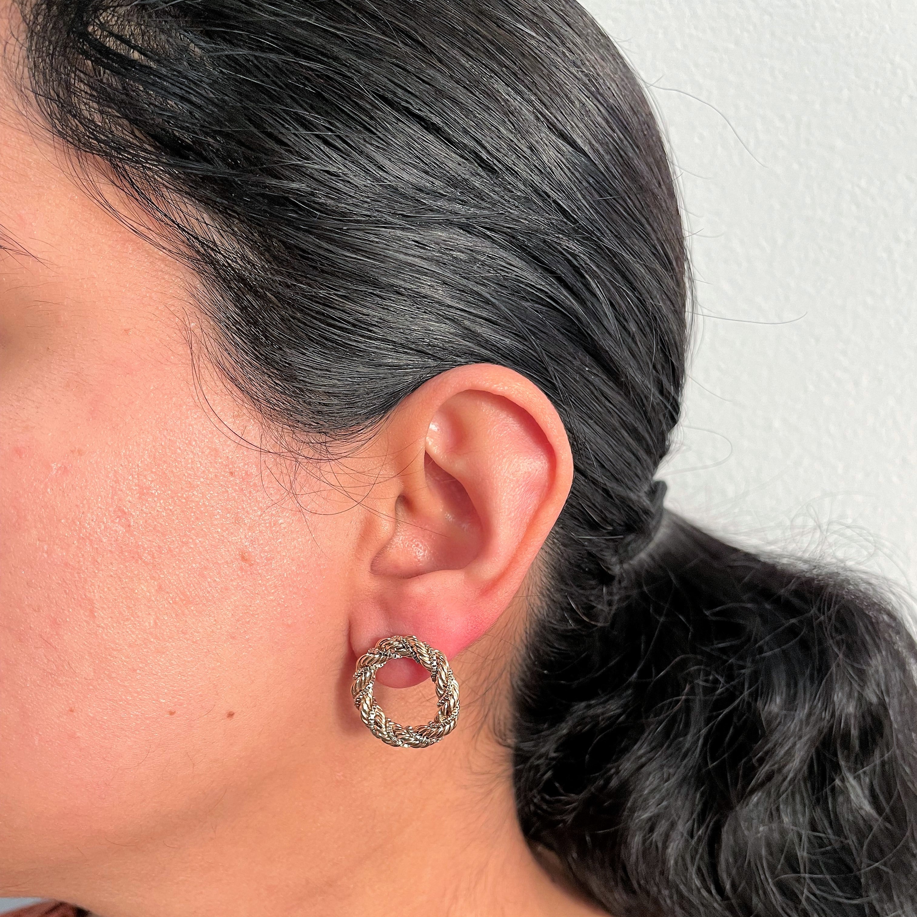Two Tone Rope Wreath Earrings |
