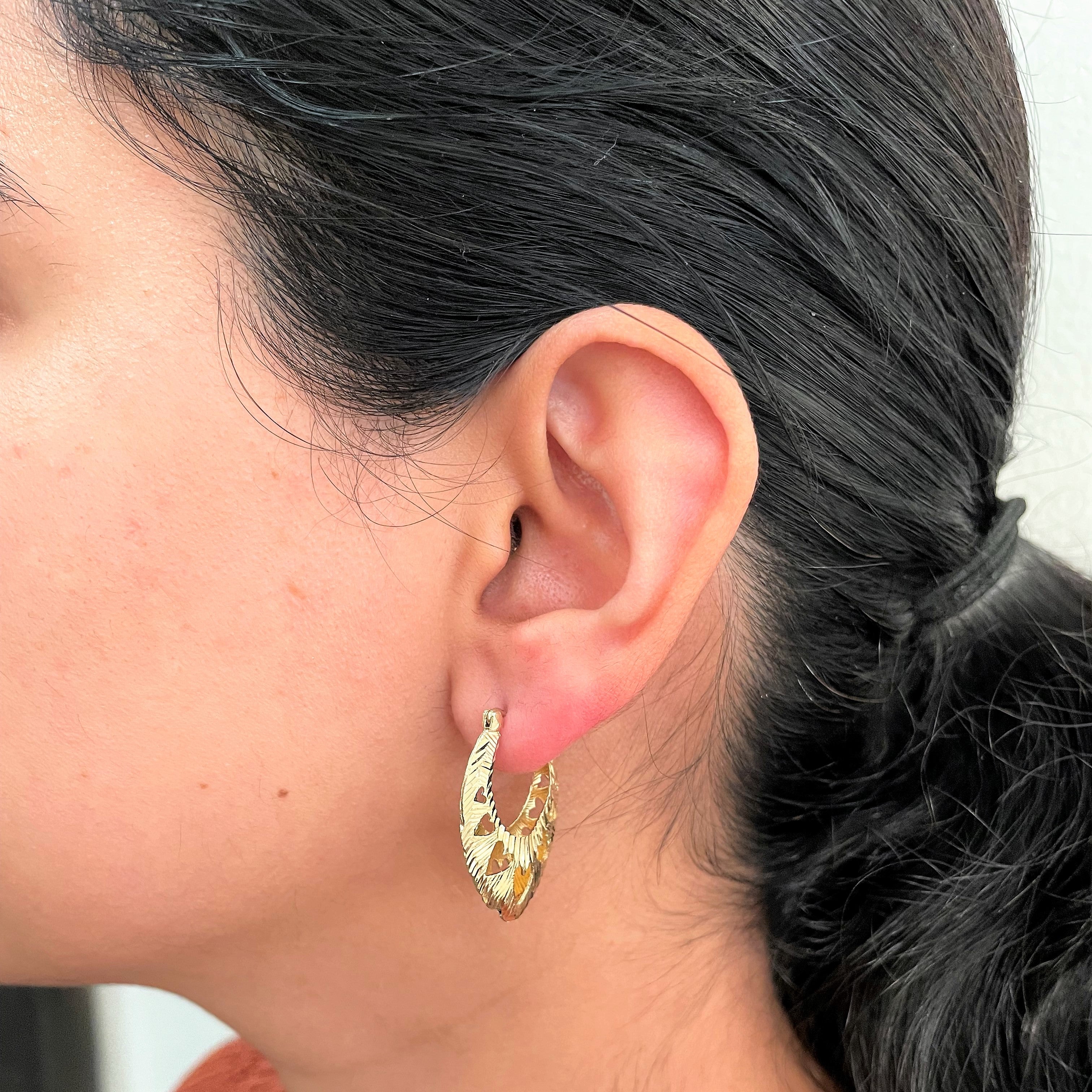 Heart Patterned Hoop Earrings |