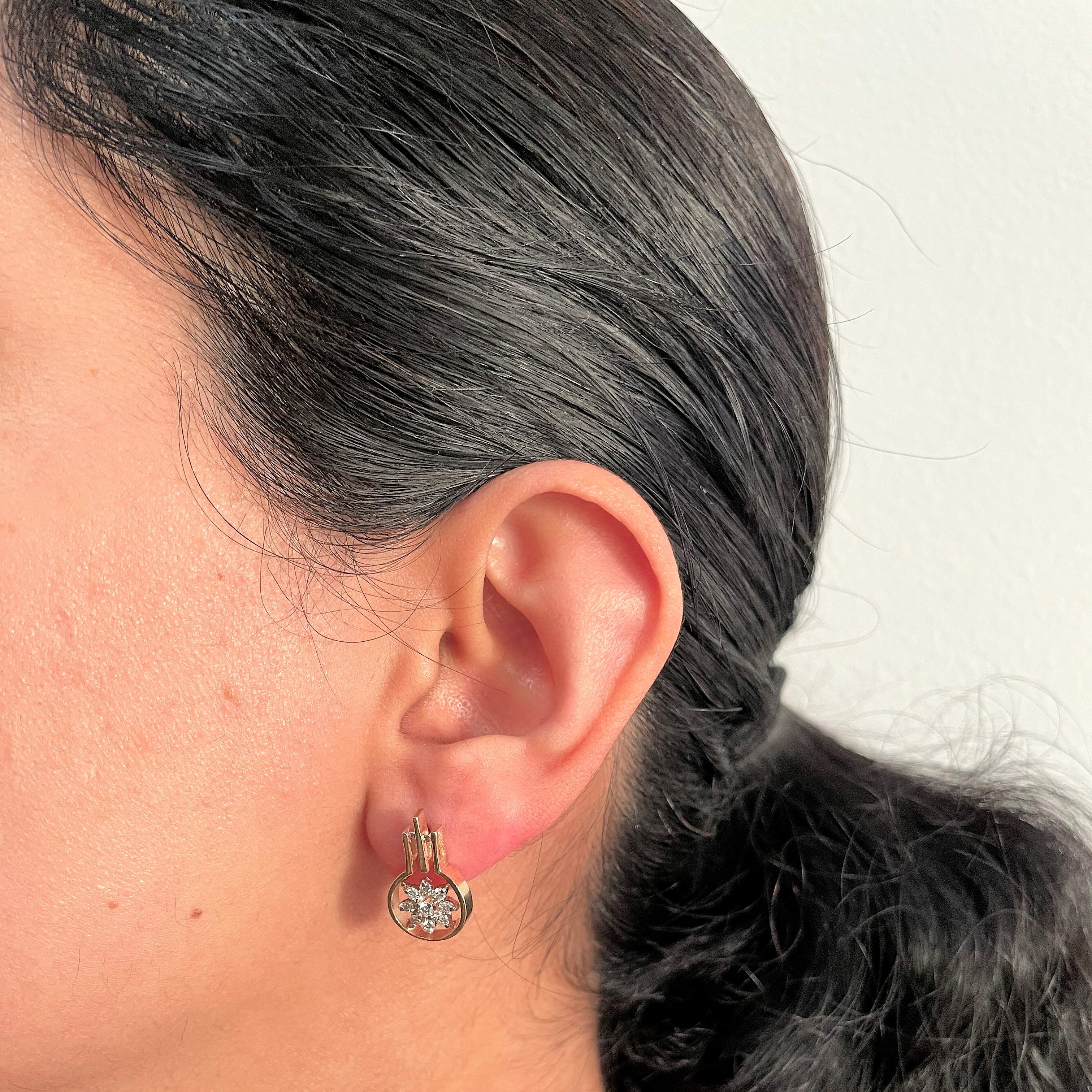 Floral Diamond Cluster Drop Earrings | 0.28ctw |