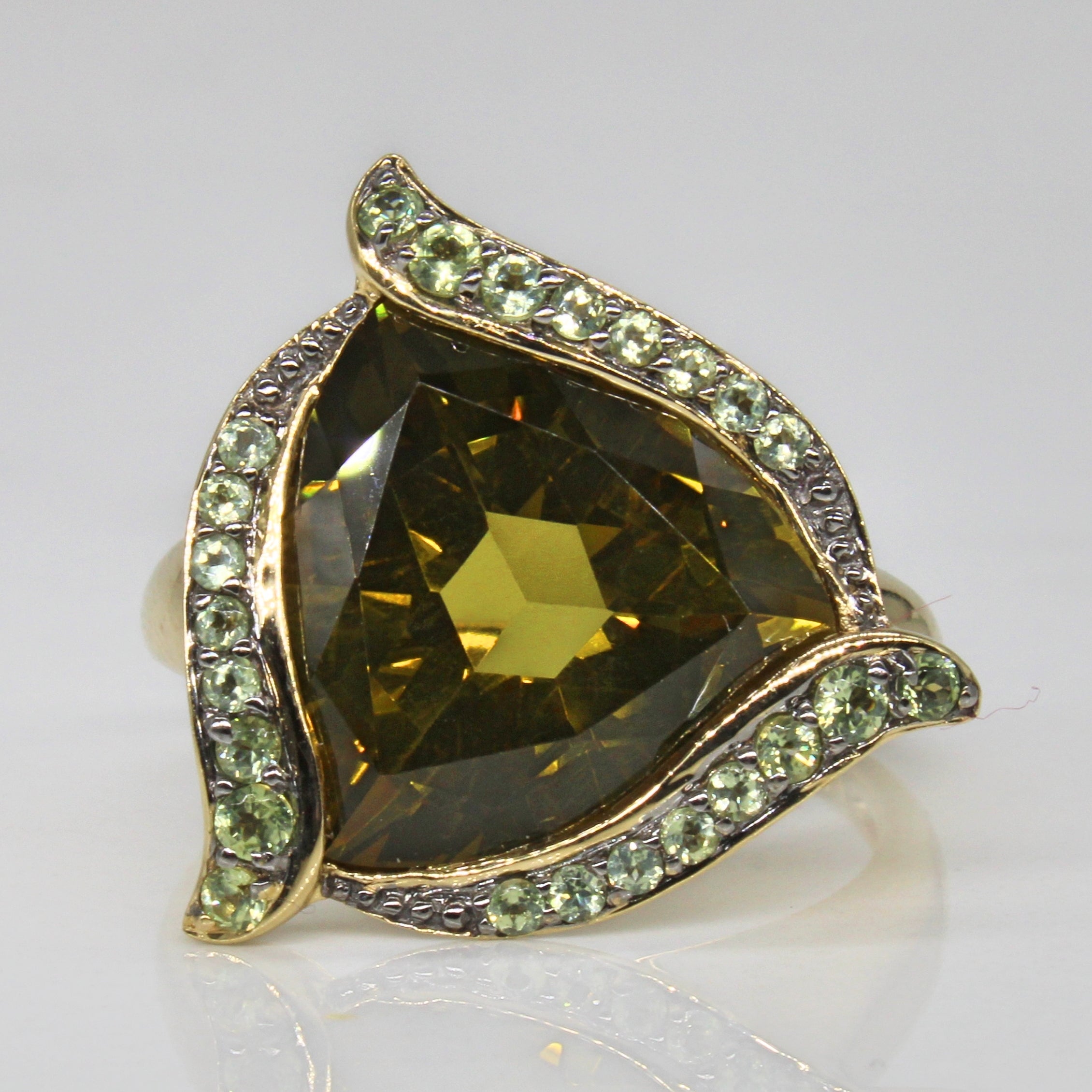 Lemon & Green Quartz Cocktail Ring | 9.30ctw | SZ 10 |