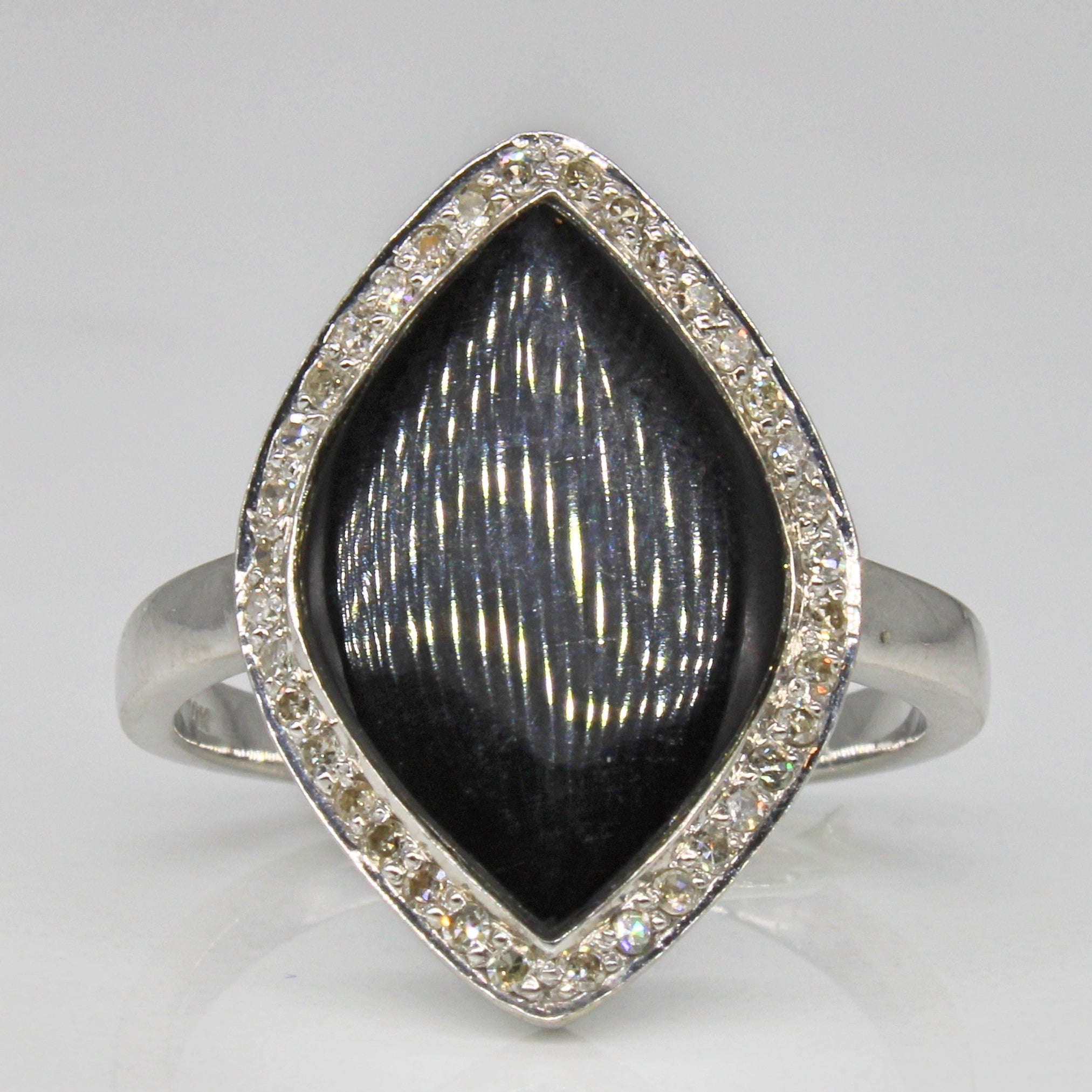 Diamond & Onyx Cocktail Ring | 0.11ctw | SZ 7.75 |