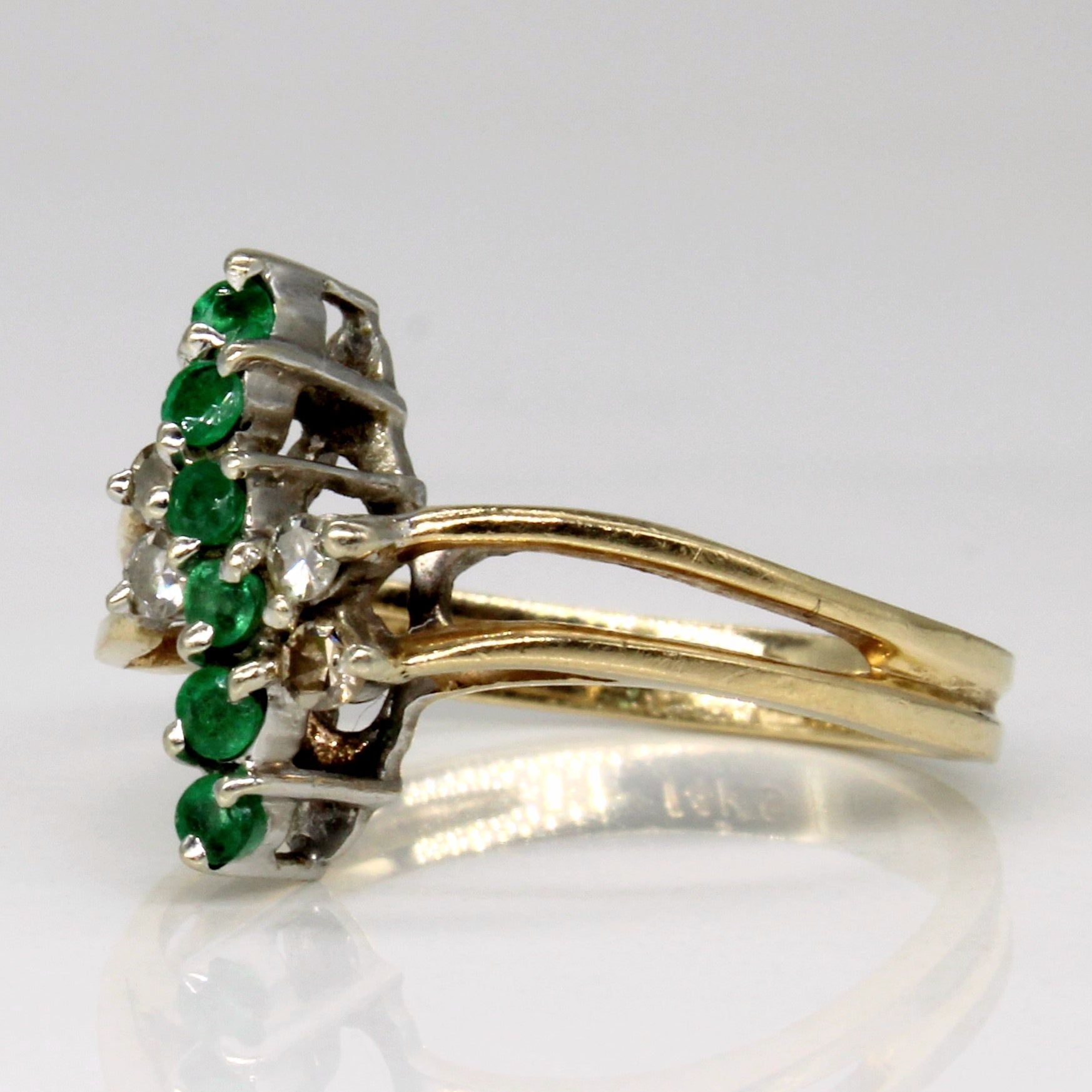 Emerald & Diamond Bypass Ring | 0.12ctw | SZ 6 |