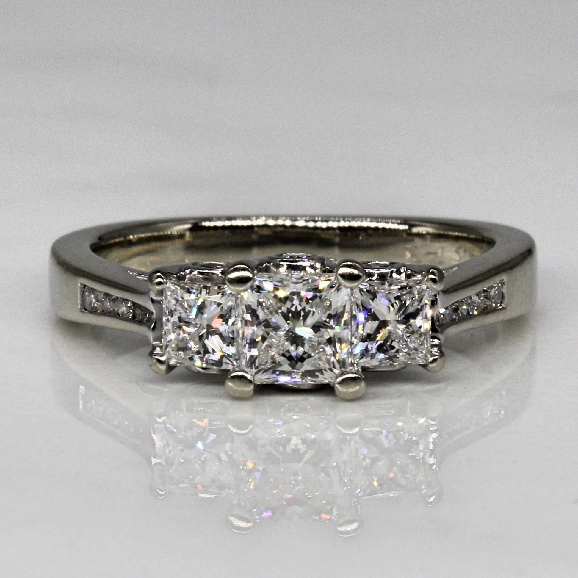 Princess Cut Three Stone Diamond Accented Ring | 0.5ct VS1/VS2 G/H, 0.58ctw | SZ 6.25 |