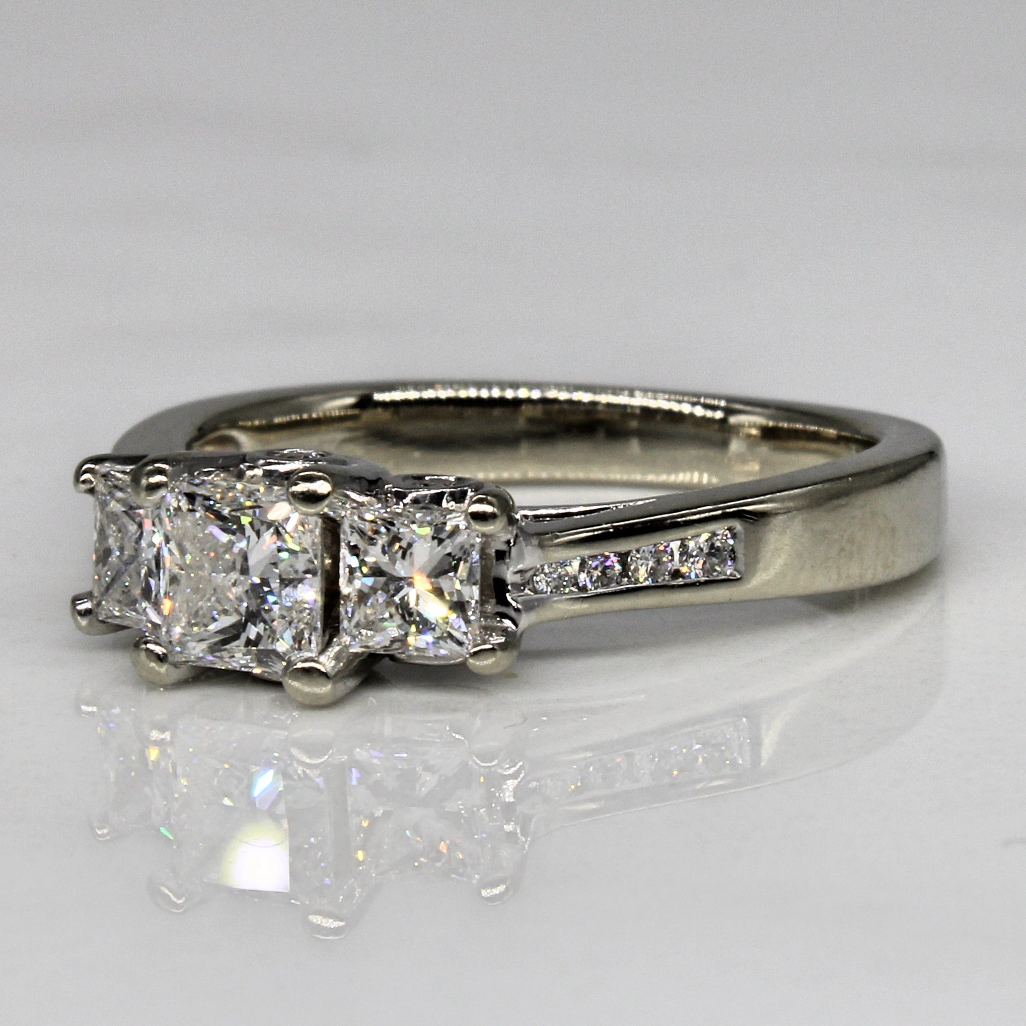 Princess Cut Three Stone Diamond Accented Ring | 0.5ct VS1/VS2 G/H, 0.58ctw | SZ 6.25 |