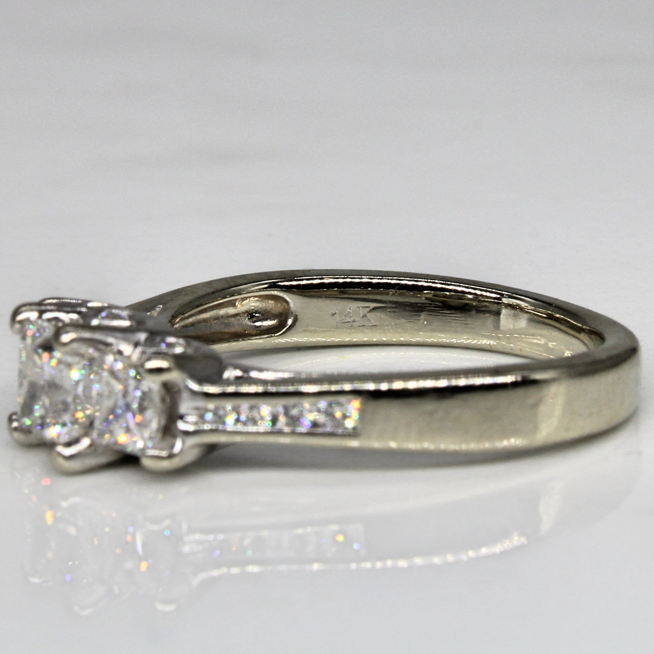 Princess Cut Three Stone Diamond Accented Ring | 0.5ct VS1/VS2 G/H, 0.58ctw | SZ 6.25 |