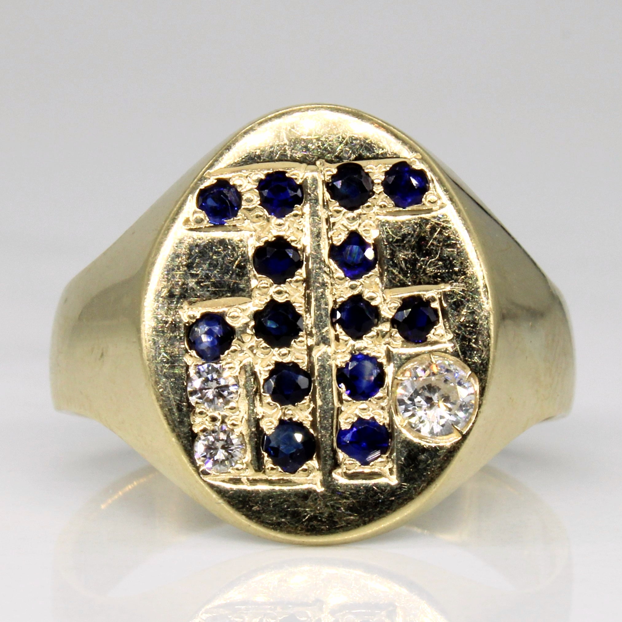 Sapphire Set Signet Ring | 0.35ctw, 0.14ctw | SZ 9.25 |