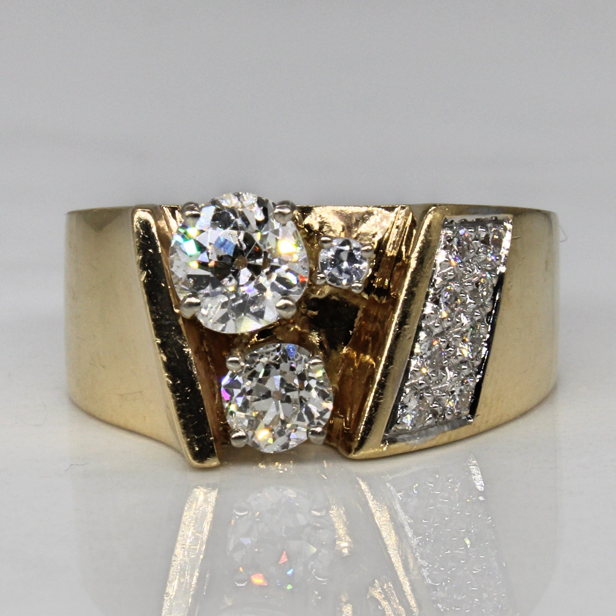 Old Mine Cut Diamond Abstract Ring | 1.04ctw | SZ 9 |