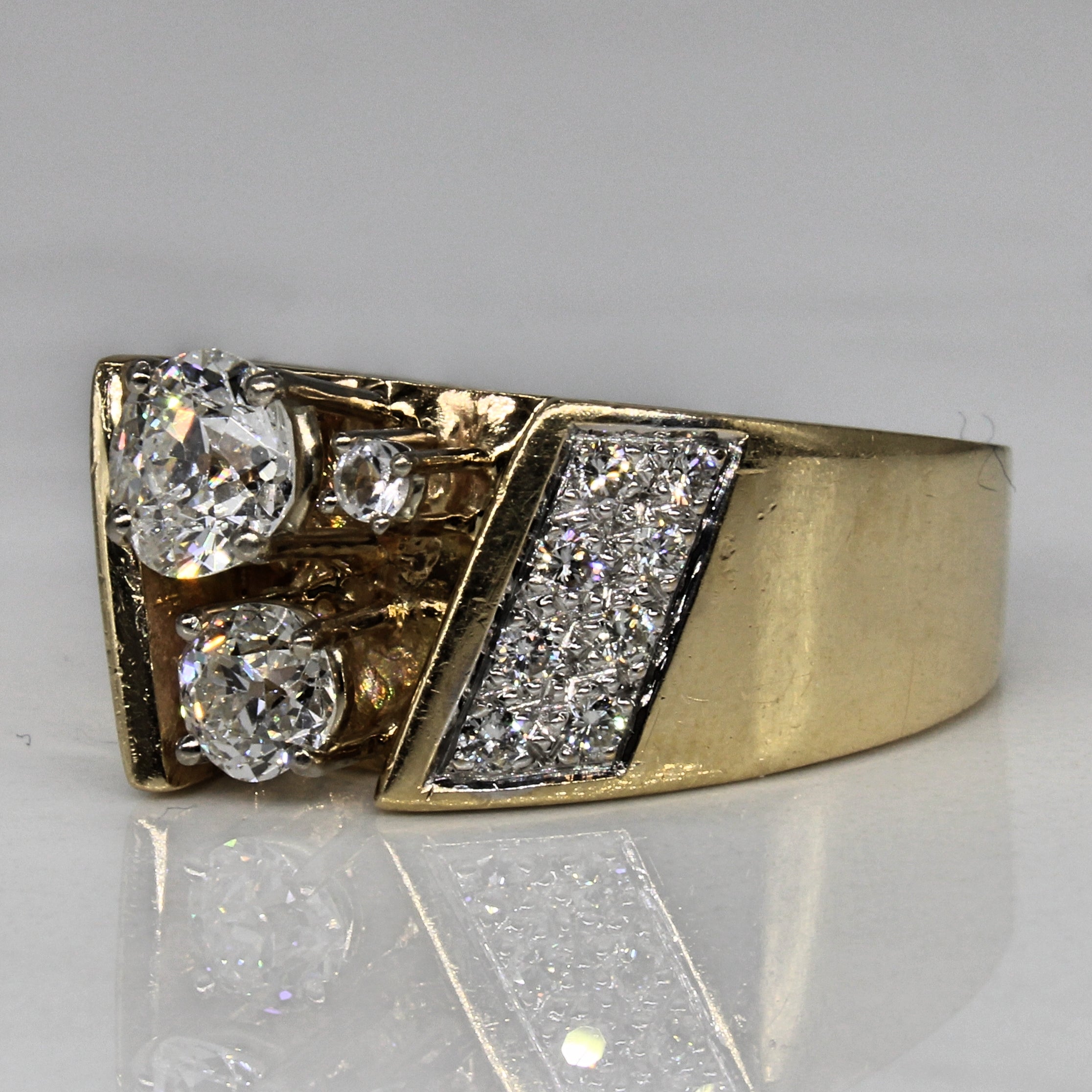 Old Mine Cut Diamond Abstract Ring | 1.04ctw | SZ 9 |