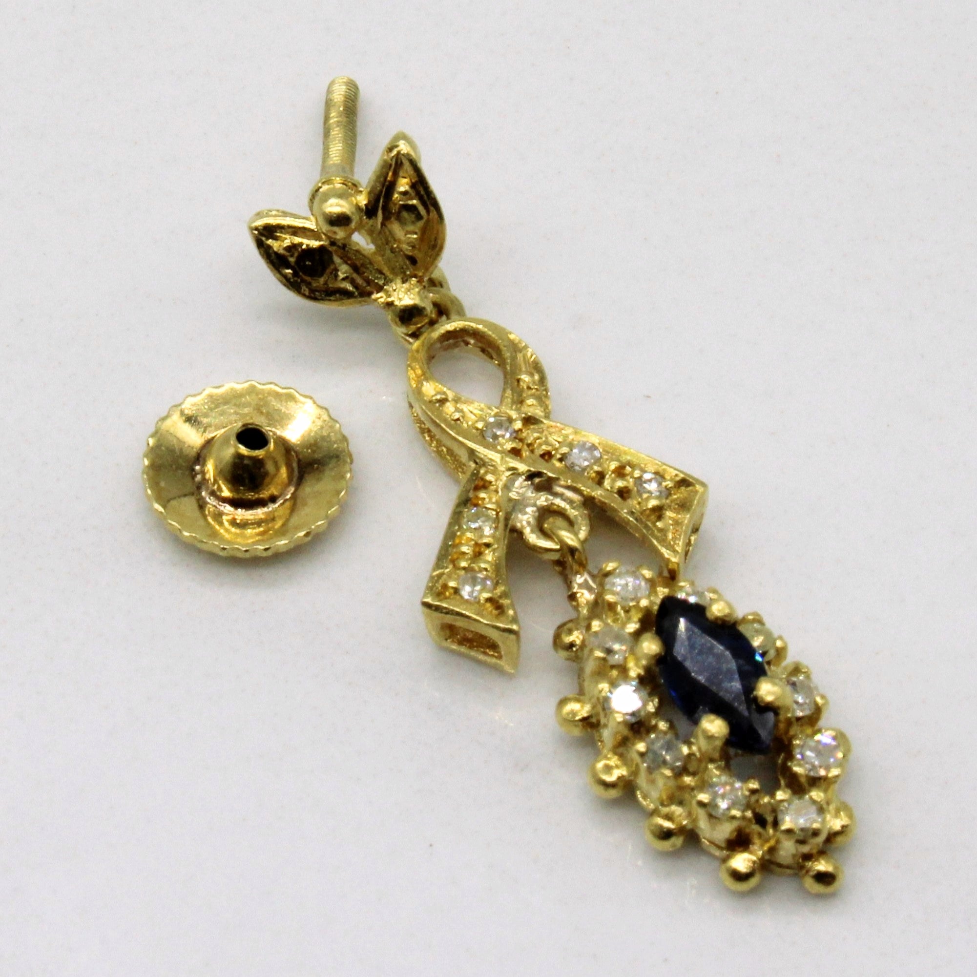 Marquise Sapphire & Diamond Drop Earrings | 0.36ctw, 0.25ctw |
