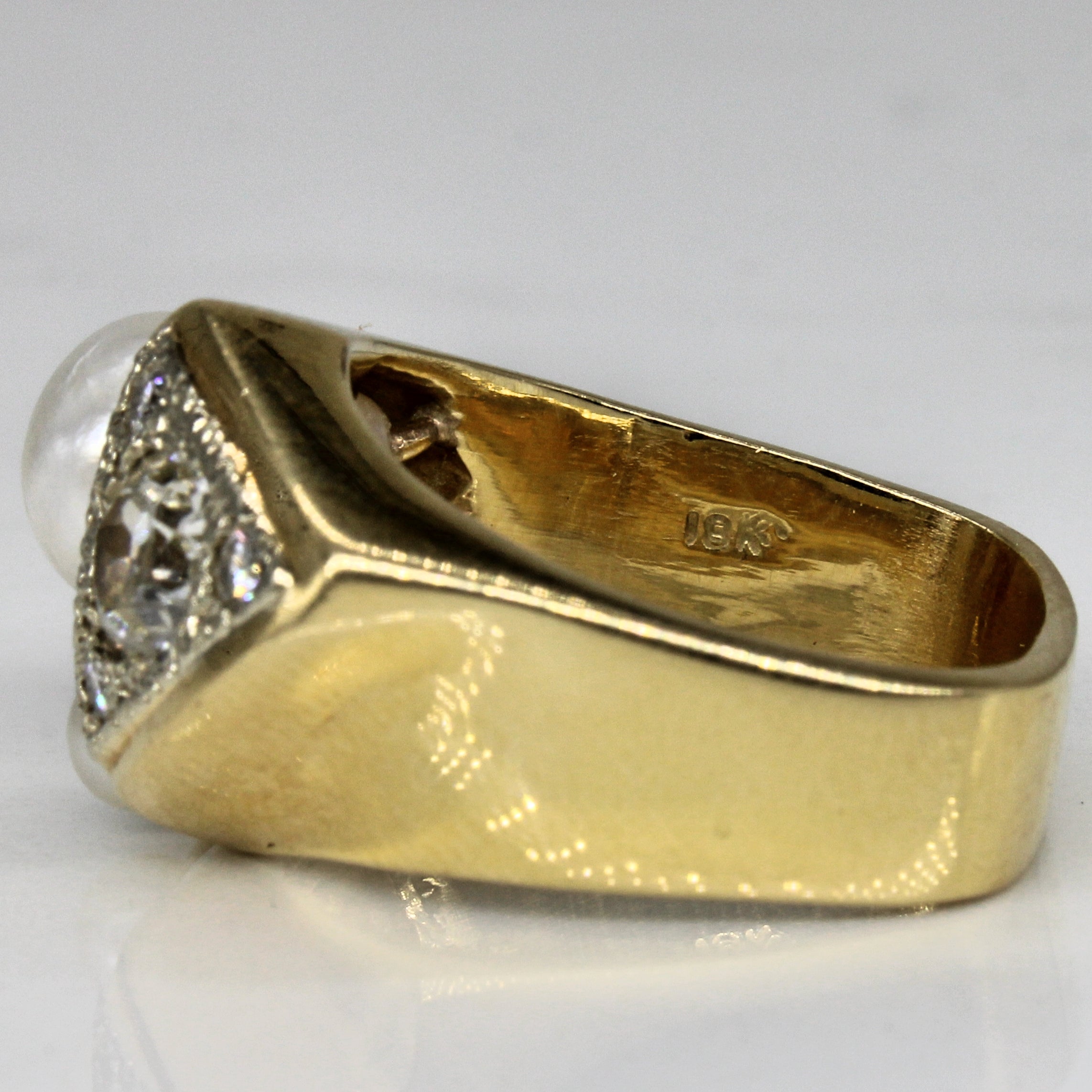 Bague abstraite en diamants et perles | 0,57 ct | Taille 7 |