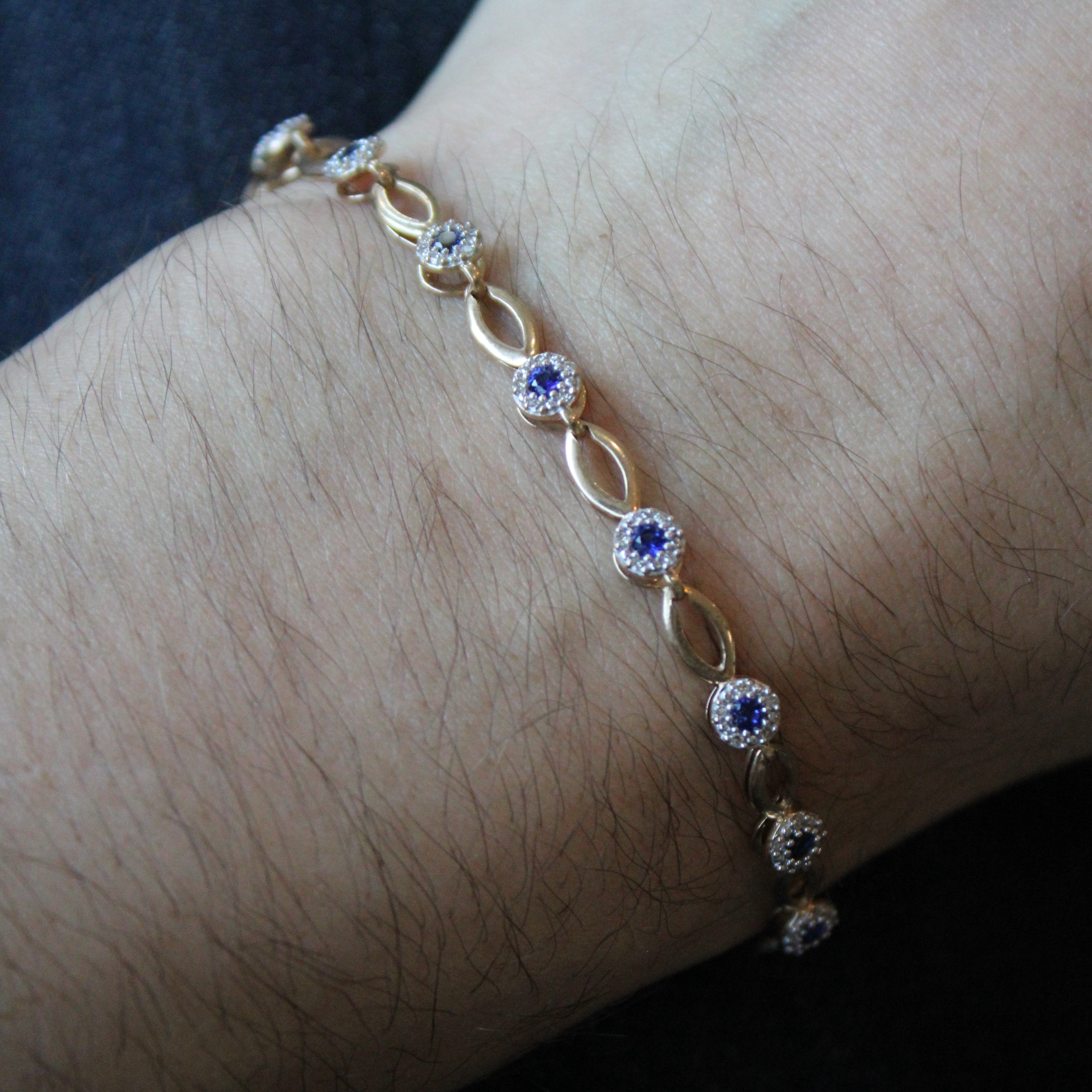 Sapphire & Diamond Halo Bracelet | 0.56ctw, 0.21ctw | 7.5" |