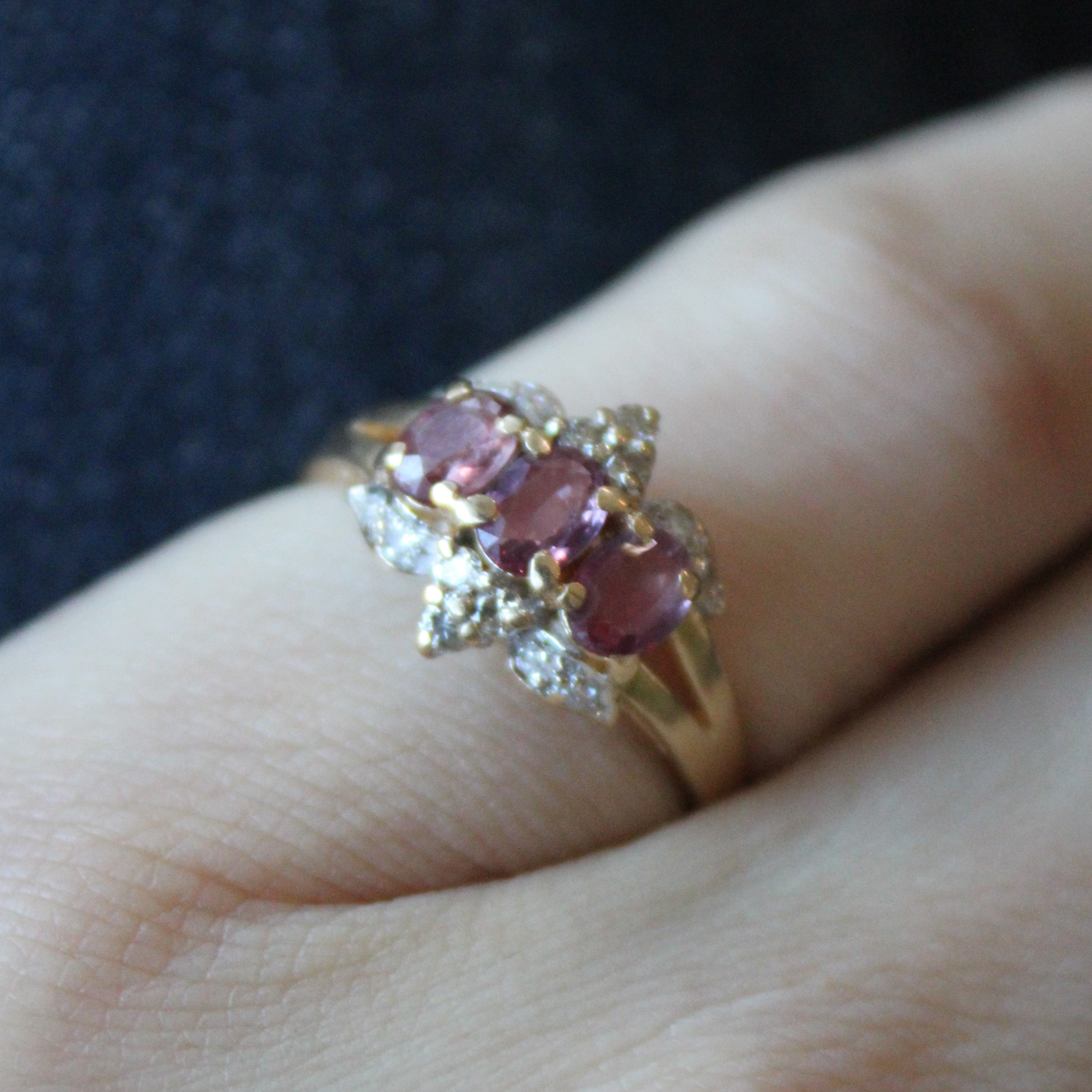 Three Stone Ruby & Diamond Ring | 0.60ctw, 0.14ctw | SZ 6.5 |