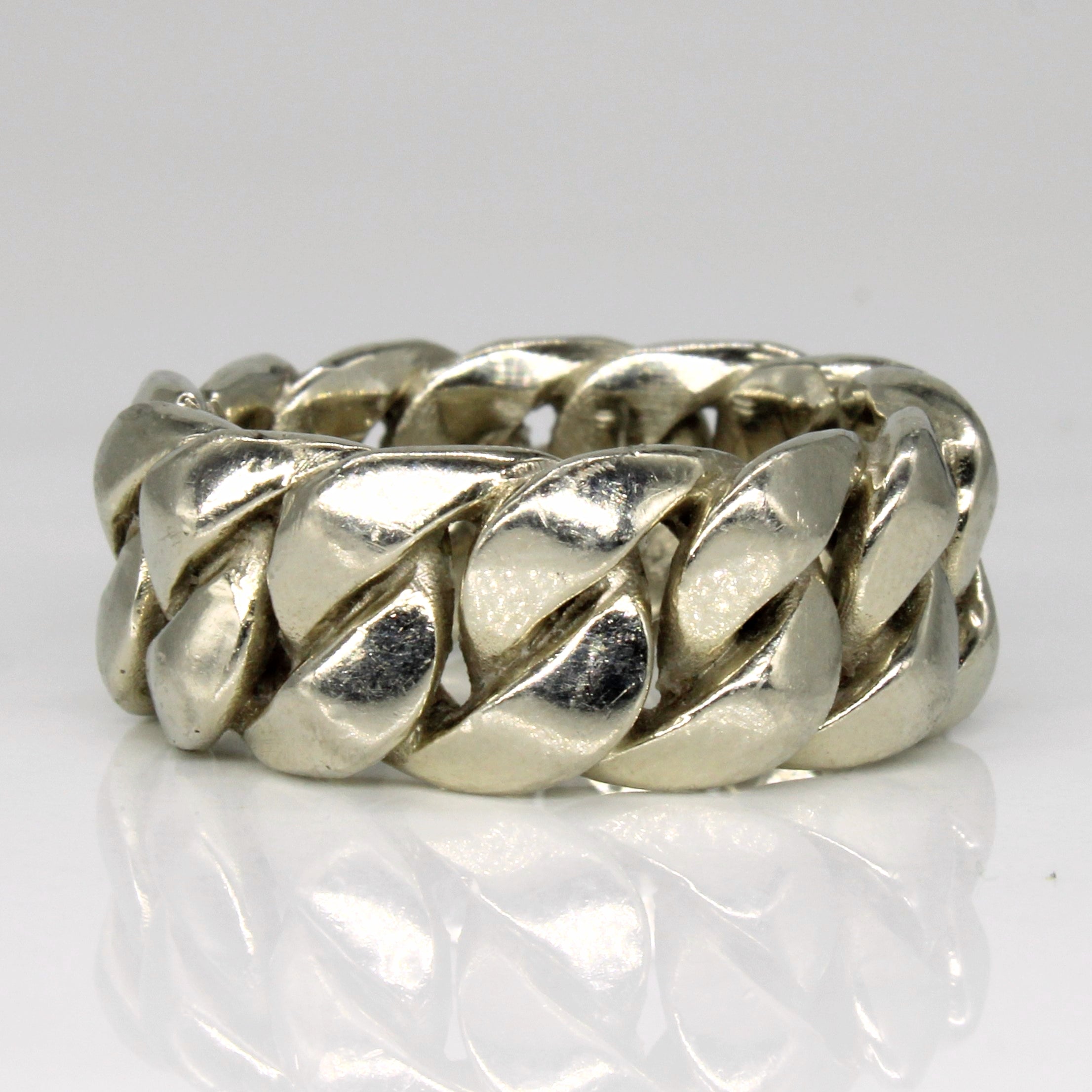 White Gold Cuban Link Ring | SZ 8 |