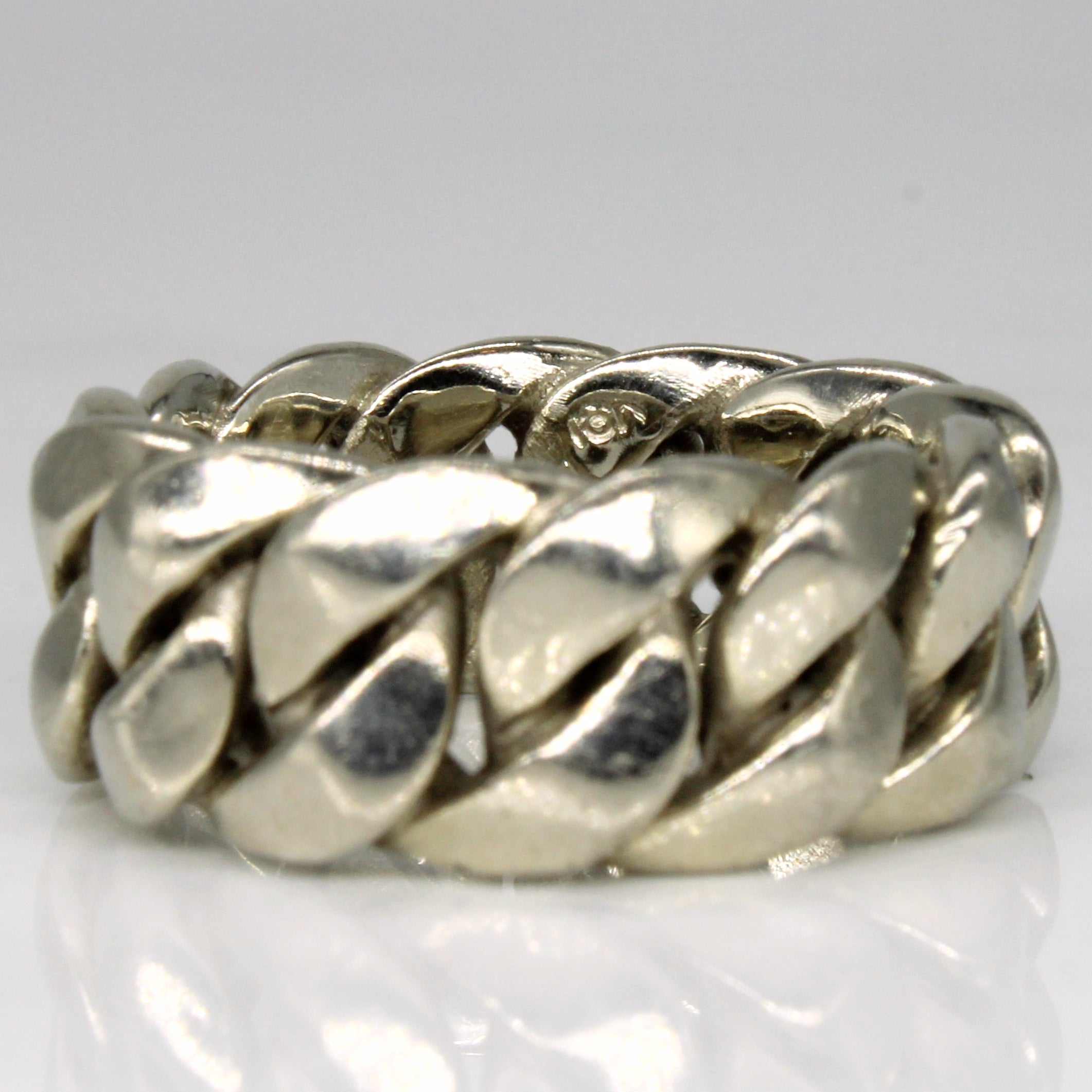 White Gold Cuban Link Ring | SZ 8 |