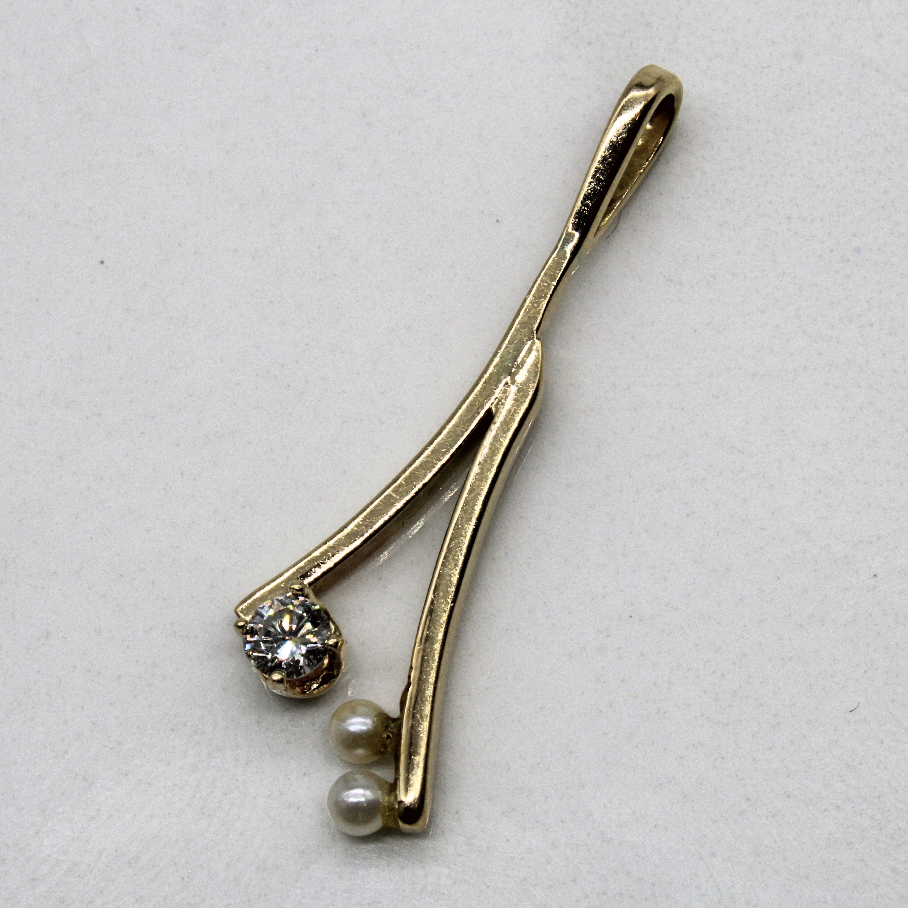 Diamond & Pearl Drop Pendant | 0.15ct |