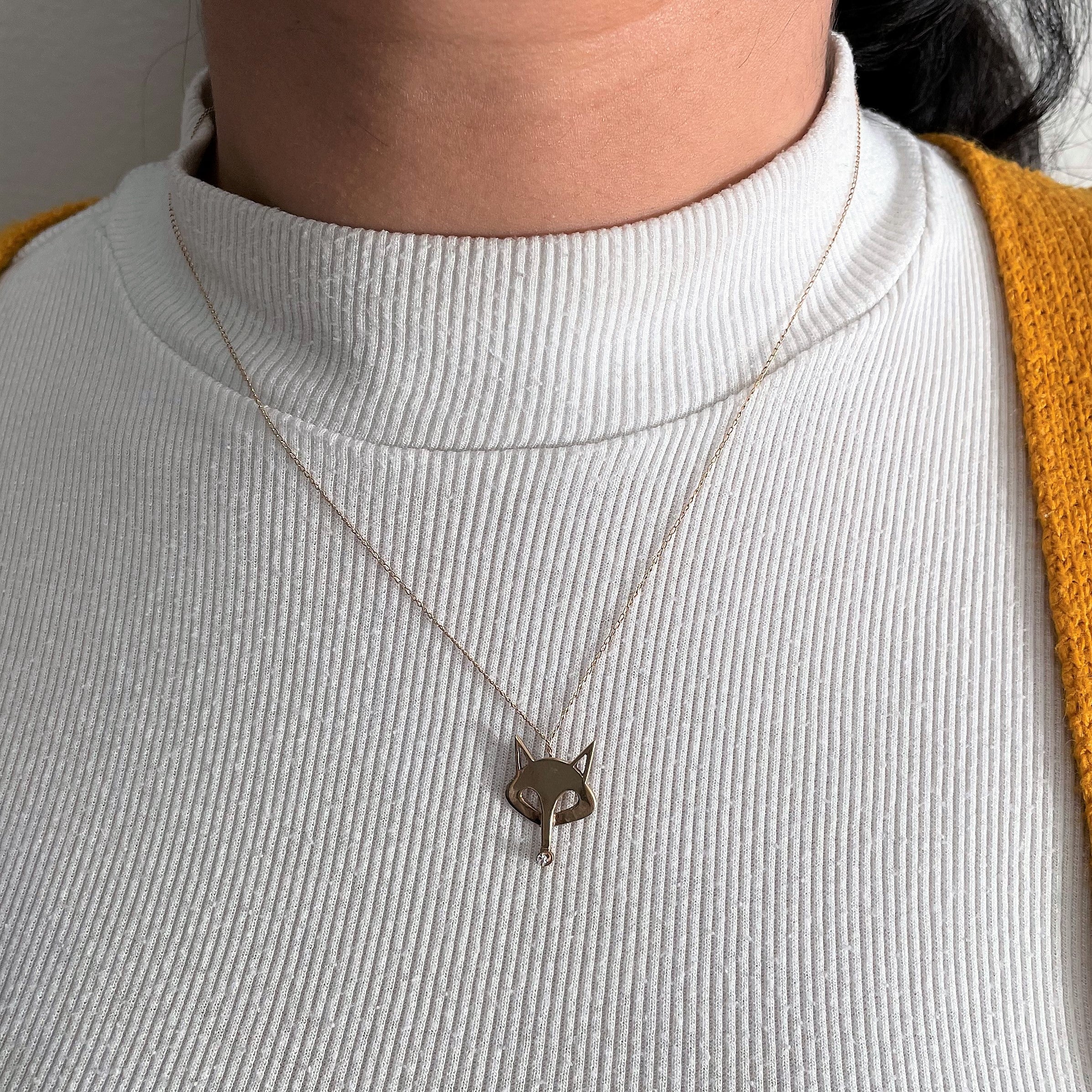 Diamond Fox Necklace | 0.01ct | 18" |