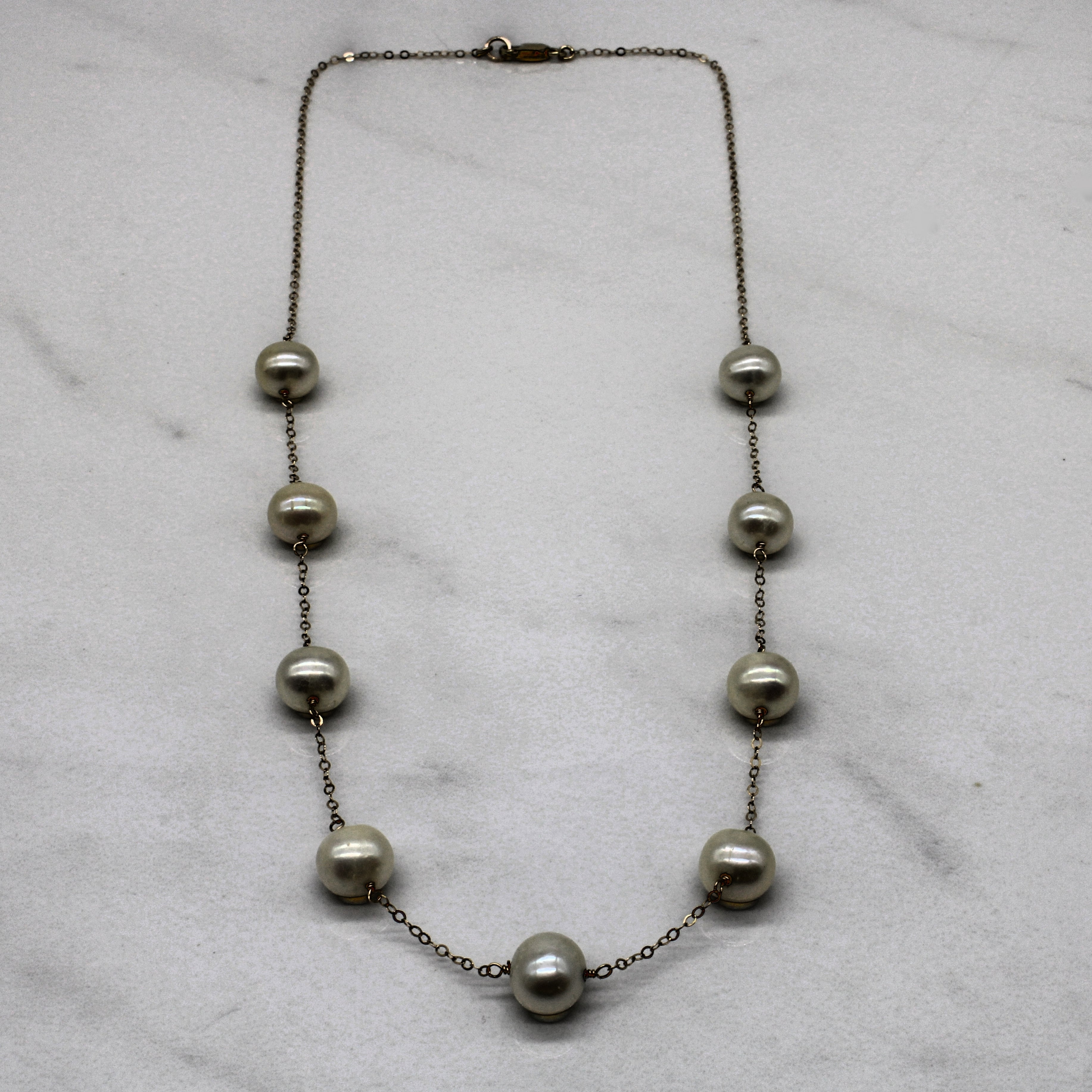 Stationed Pearl Necklace | 17" |