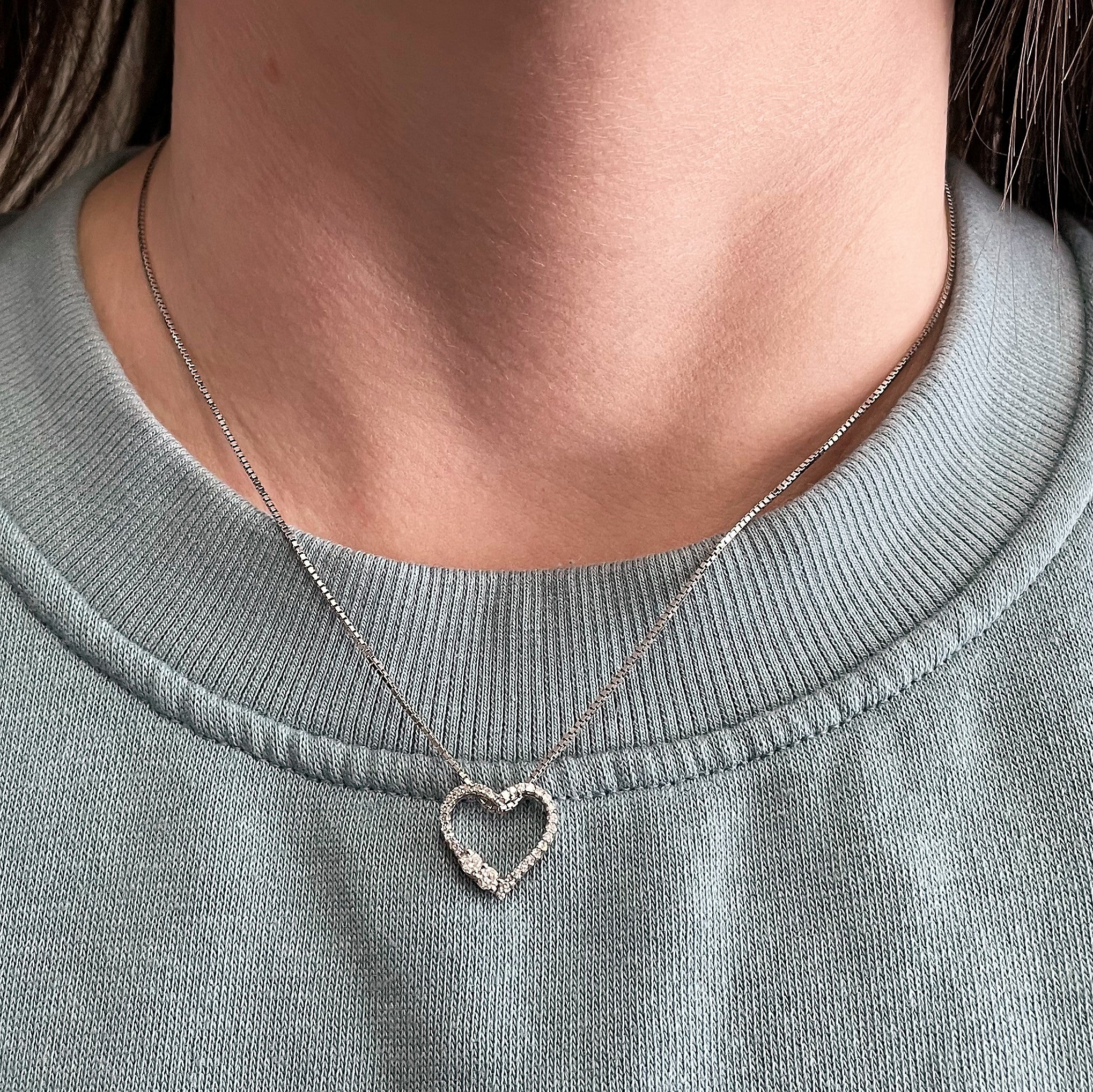 Pave Diamond Heart Necklace | 0.36ctw | 16" |