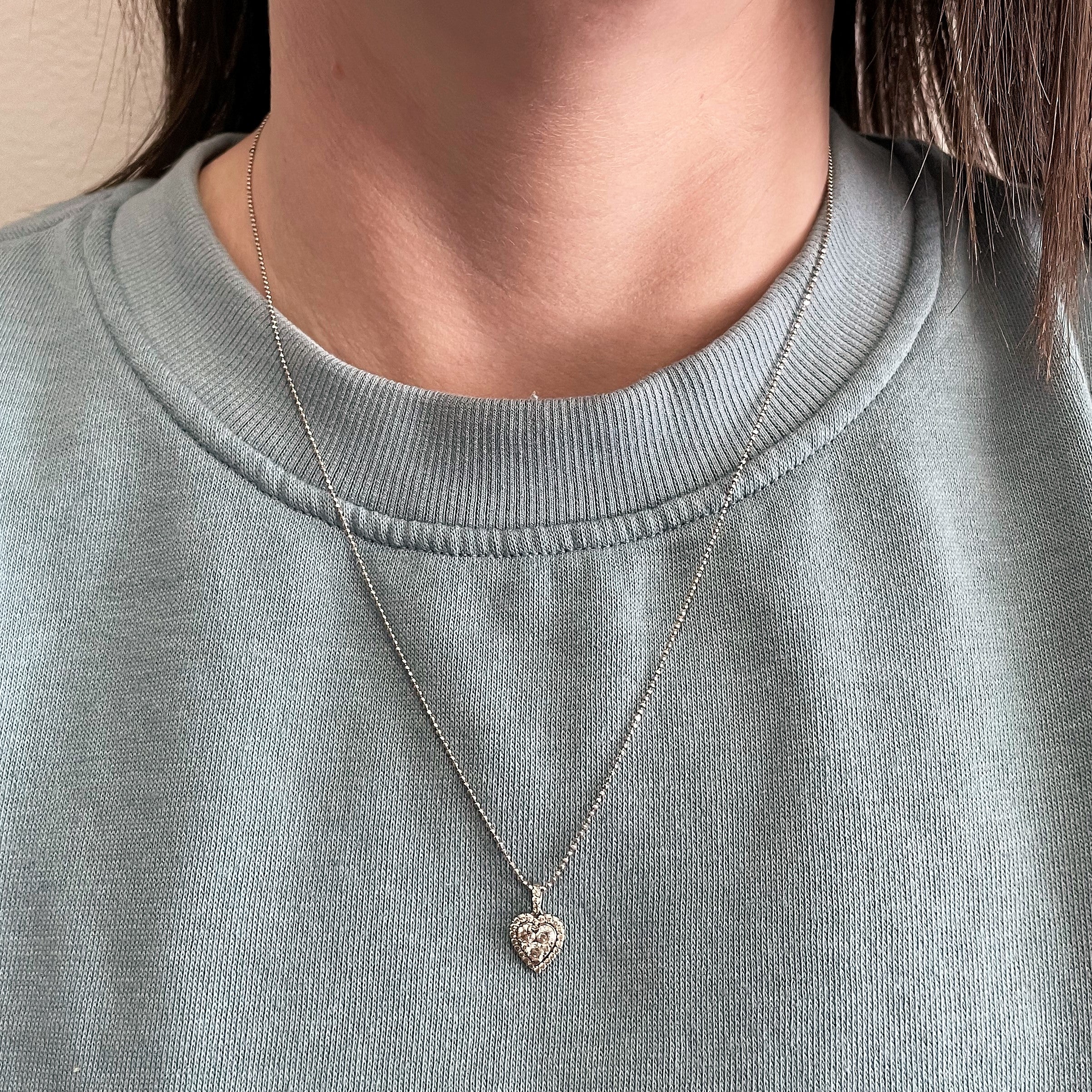 Cluster Diamond Heart Necklace | 0.36ctw | 20" |