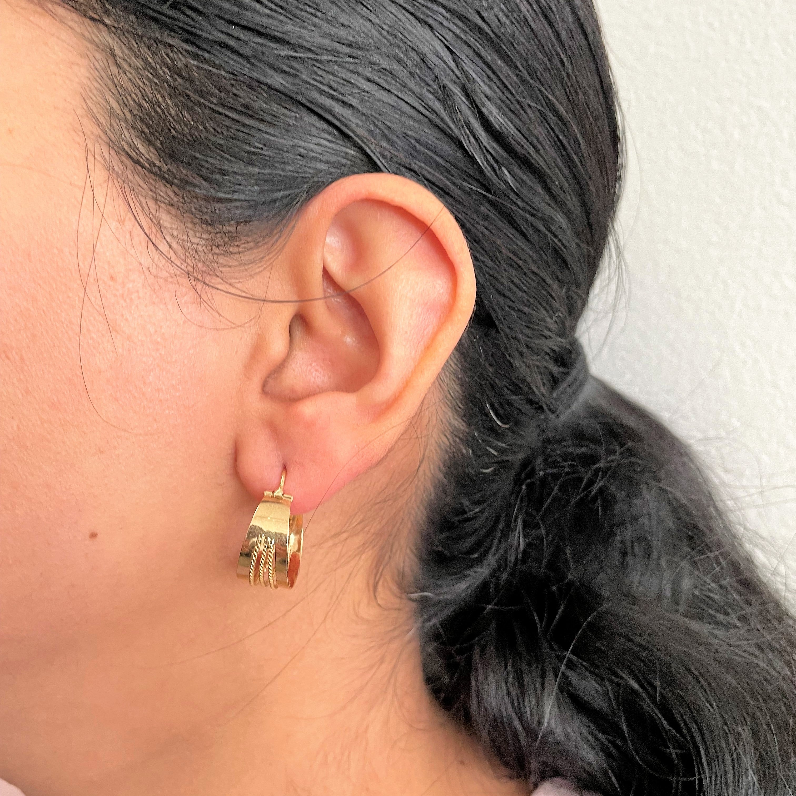 Twisted Open Work Hoop Earrings |