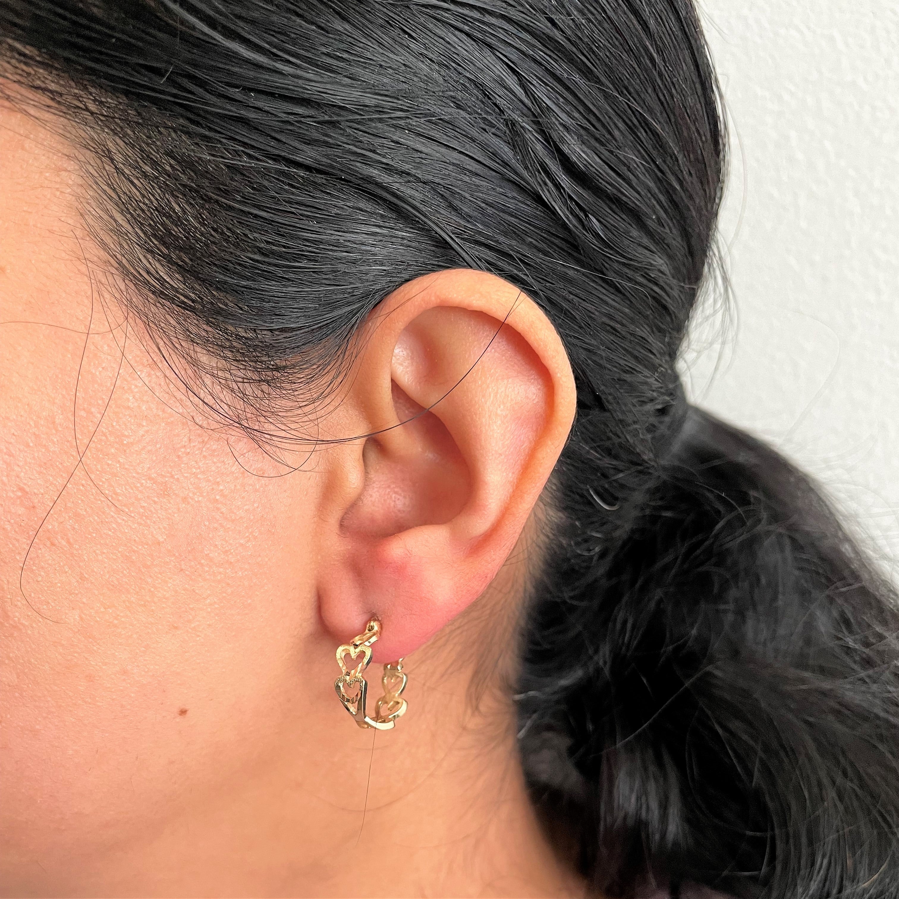 Heart Hoop Gold Earrings |