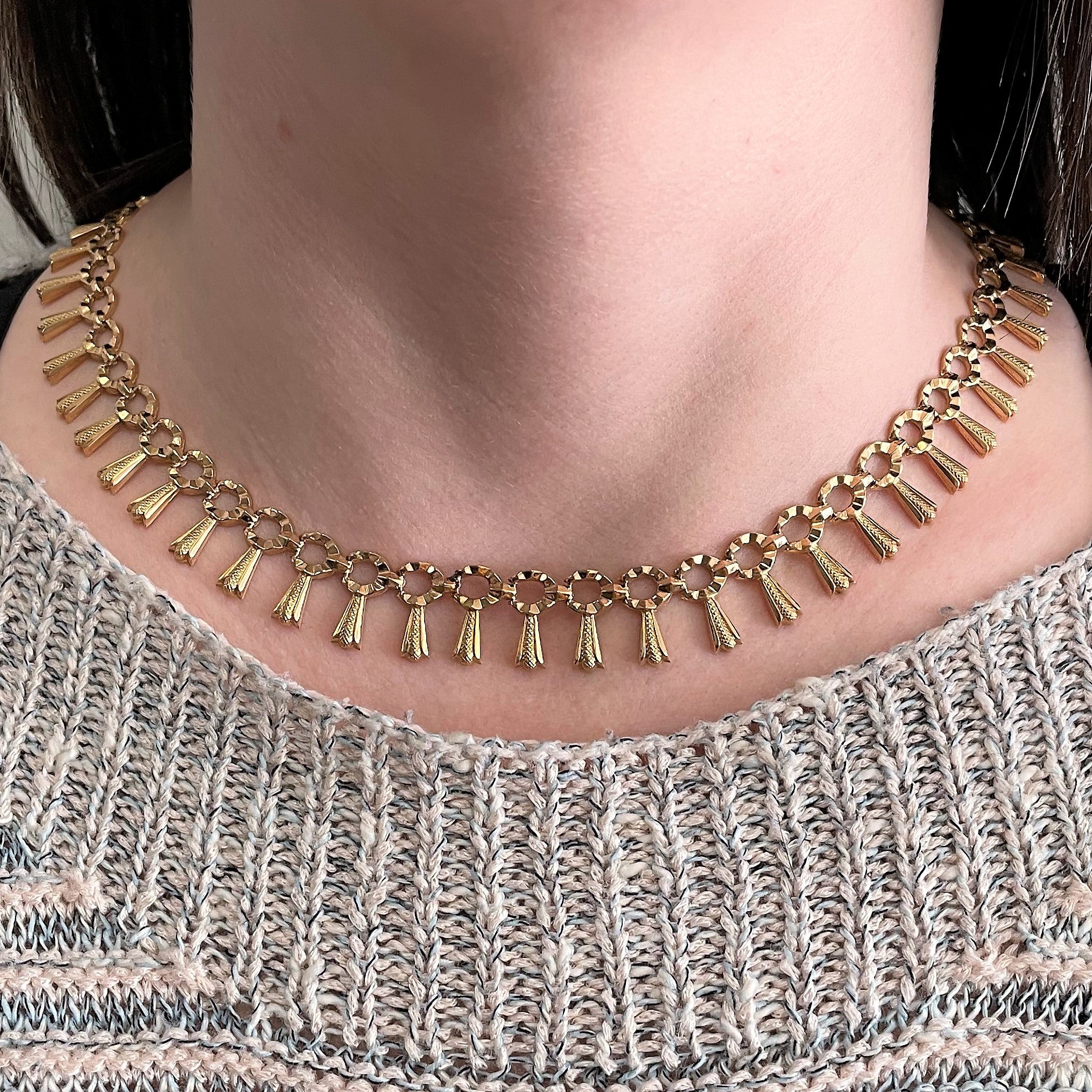 Textured Gold Collar Necklace | 17" |
