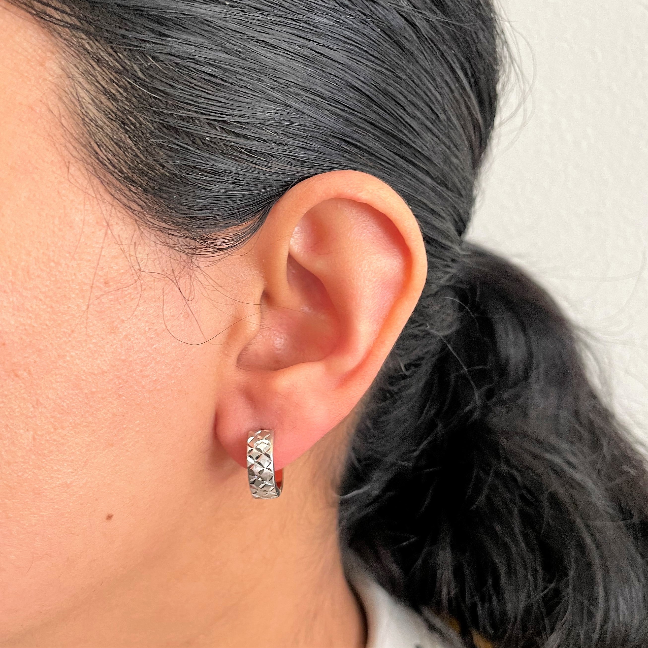 Two Tone Gold Huggie Earrings |