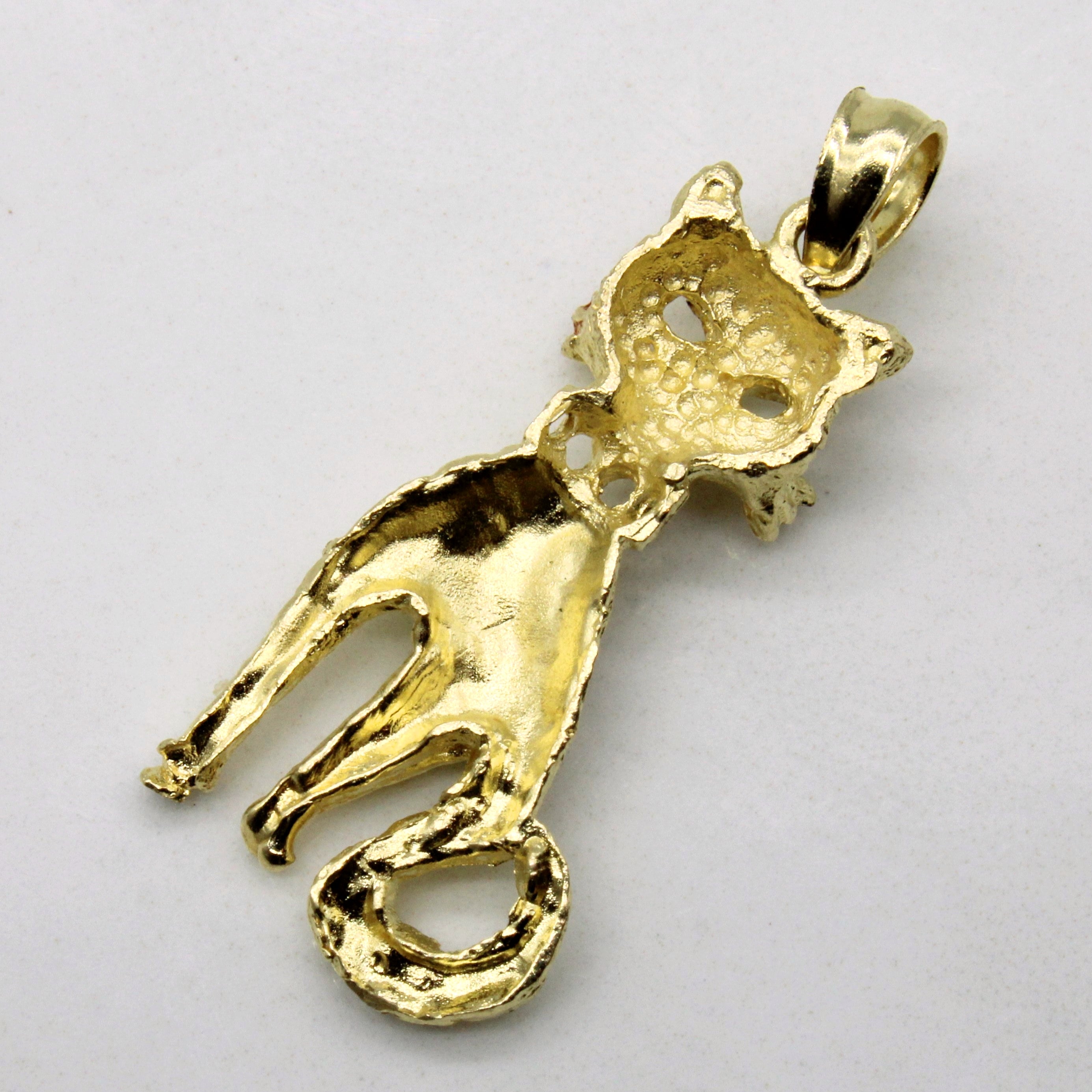 Yellow Gold Cat Pendant |