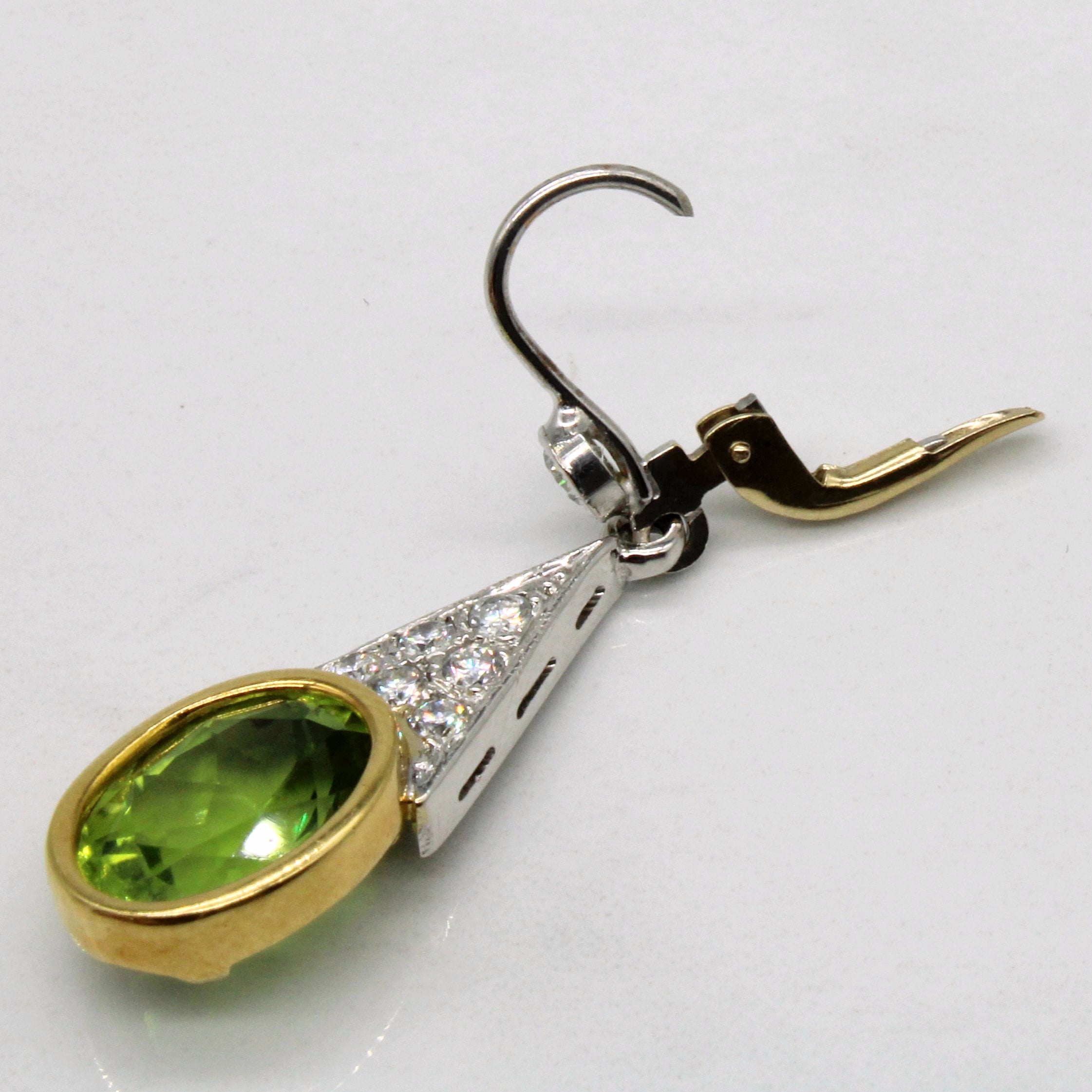 Peridot & Diamond Drop Earrings | 6.60ctw, 0.68ctw |