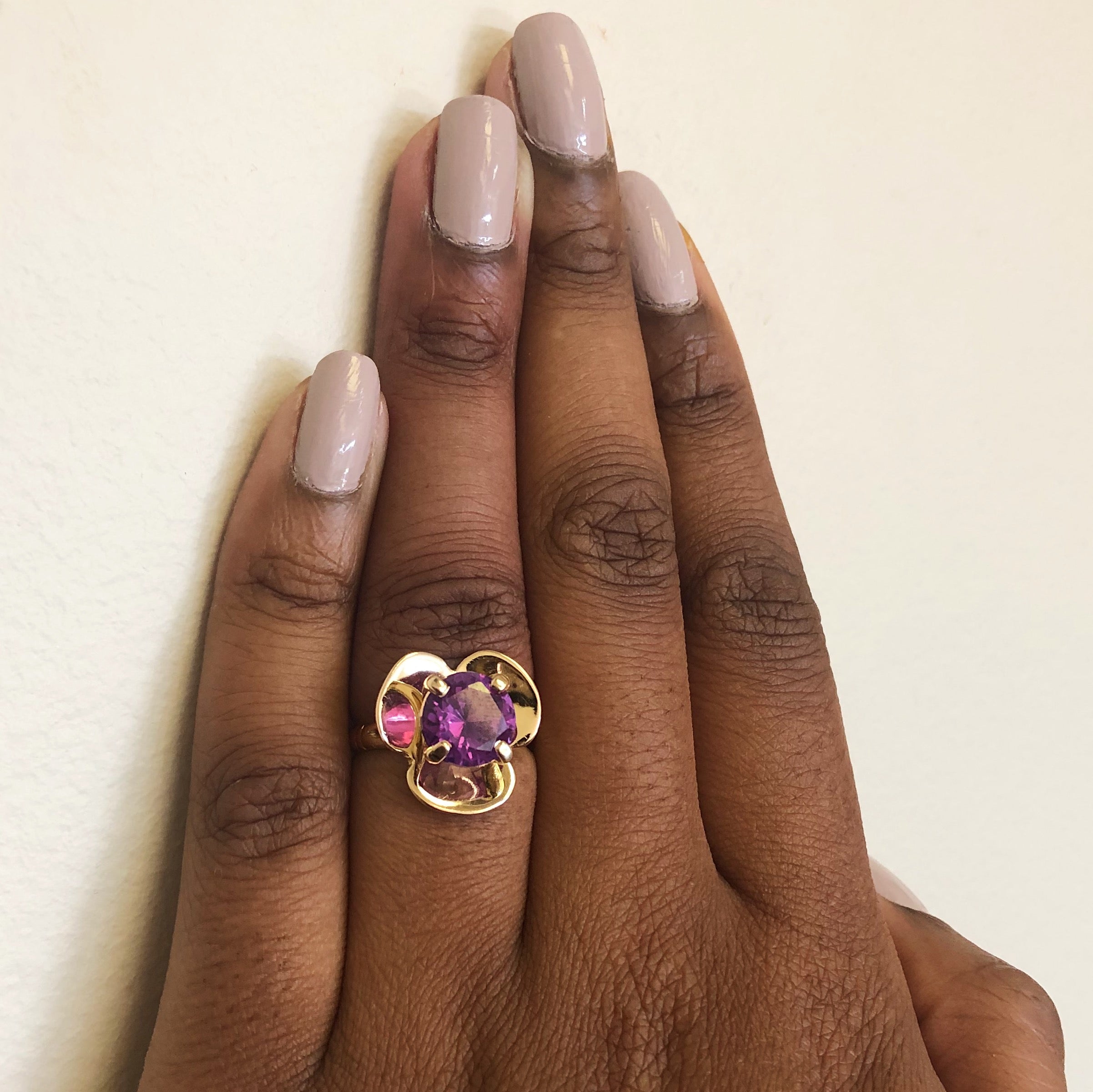 Synthetic Purple Sapphire Flower Ring | 3.75ct | SZ 7.25 |