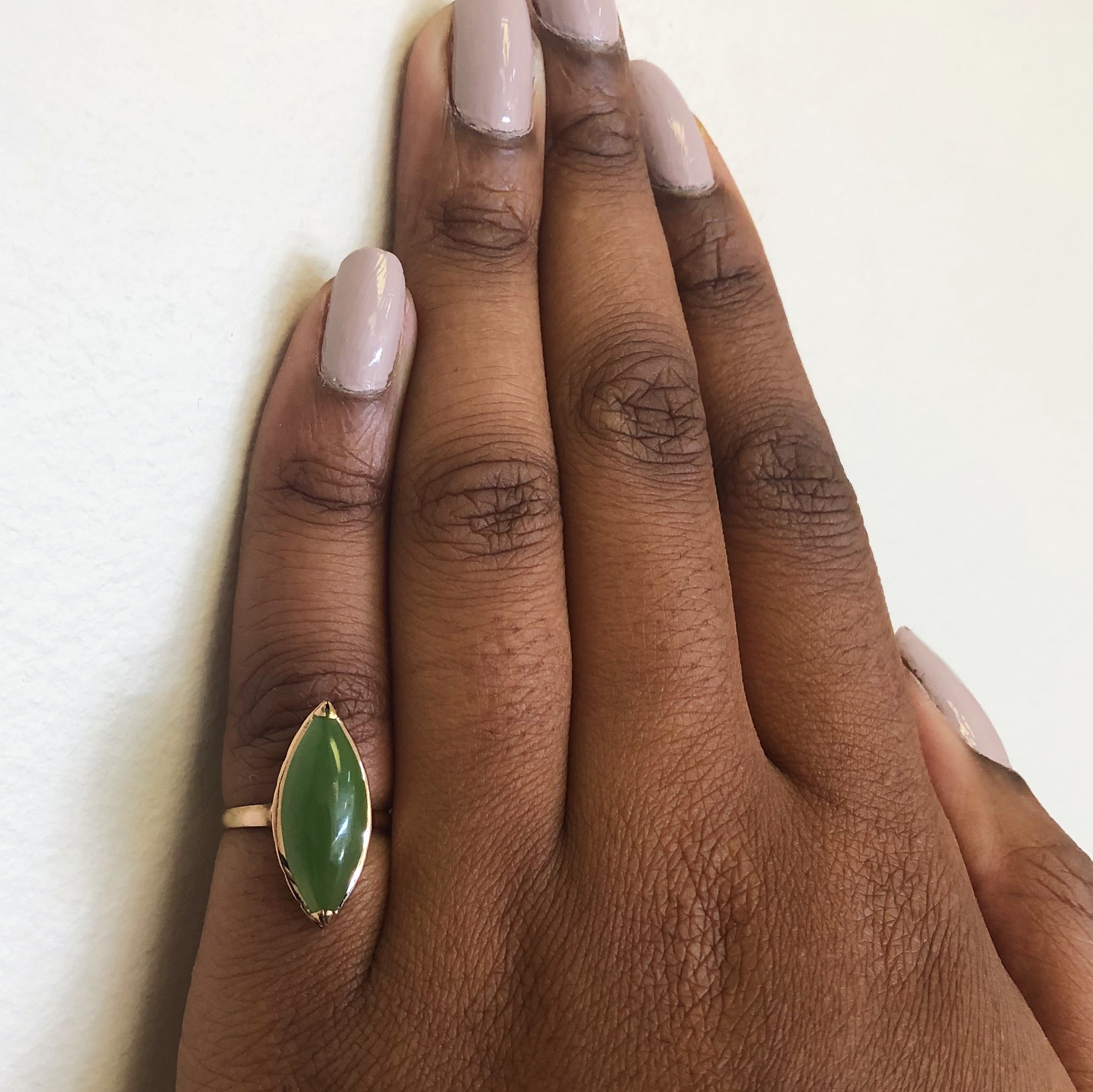 Nephrite Jade Navette Ring | 4.00ct | SZ 5.25 |