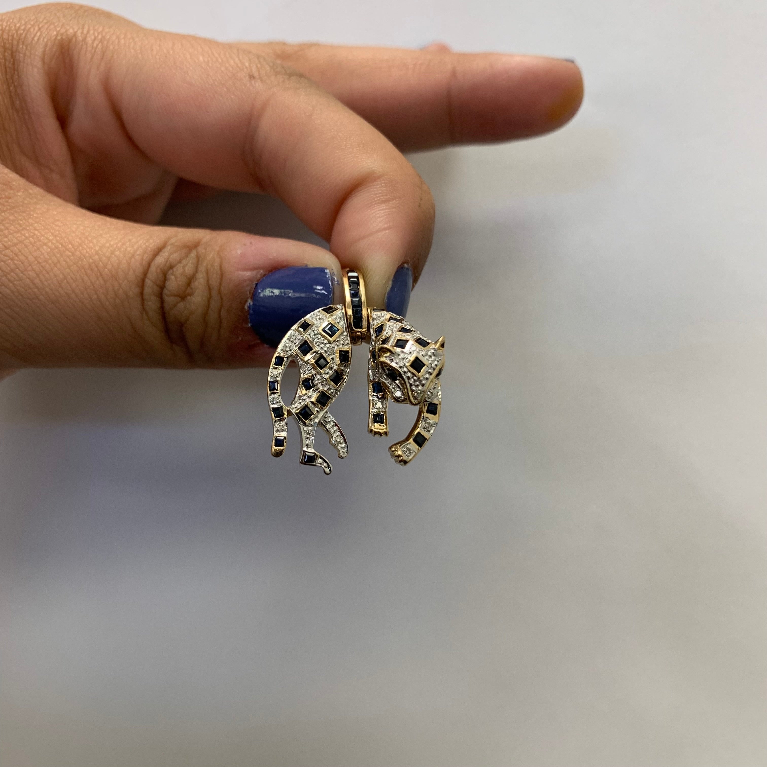 Sapphire & Diamond Leopard Pendant | 1.00ctw, 0.10ctw |
