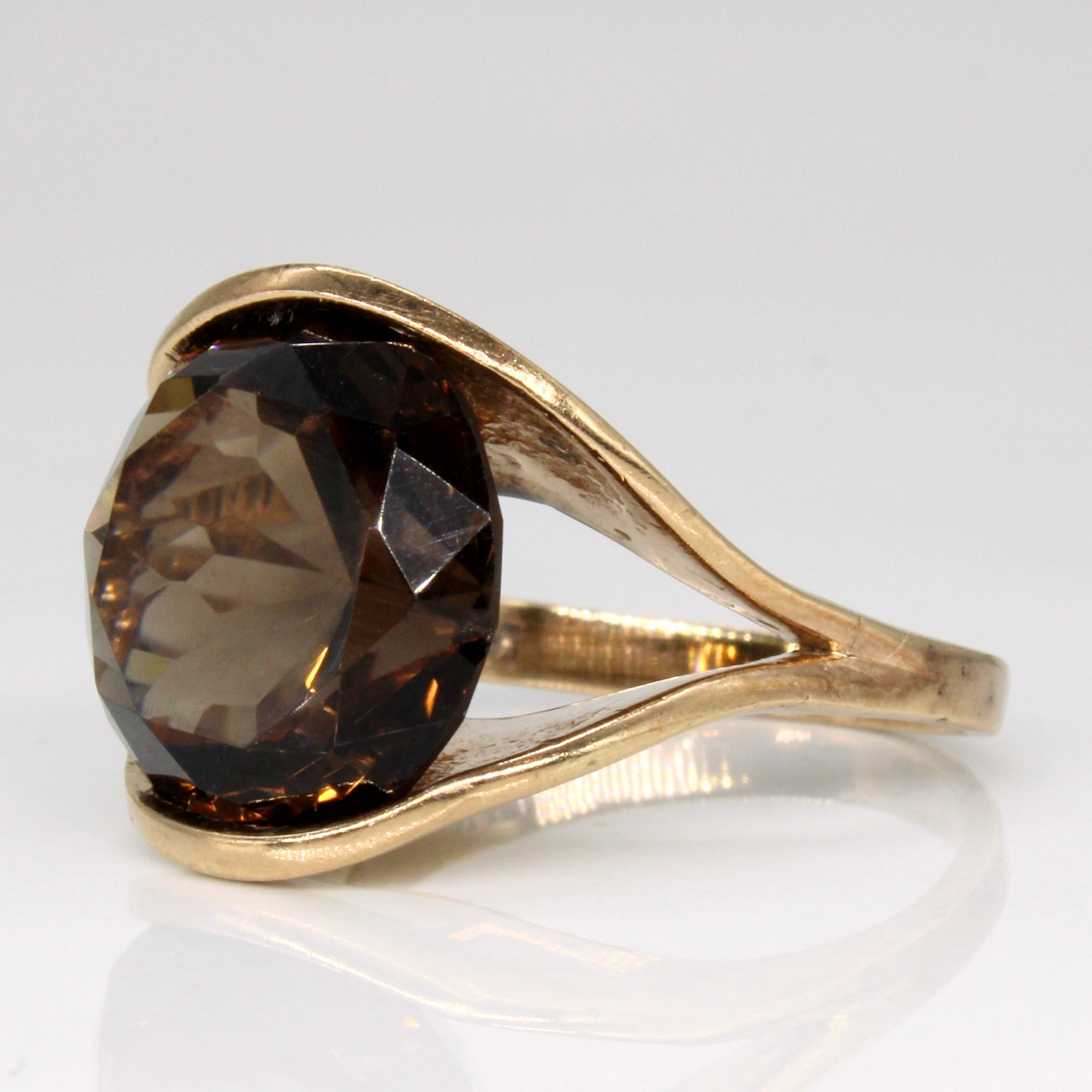 Tension Set Smoky Quartz Cocktail Ring | 7.70ct | SZ 6.75 |