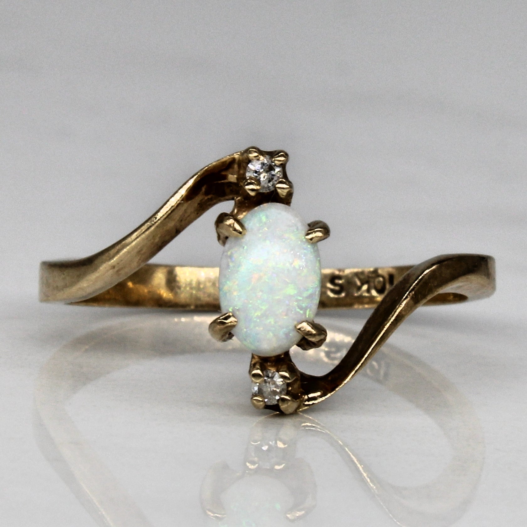 Opal Cabochon & Diamond Bypass Ring | 0.30ct, 0.02ctw | SZ 6.75 |