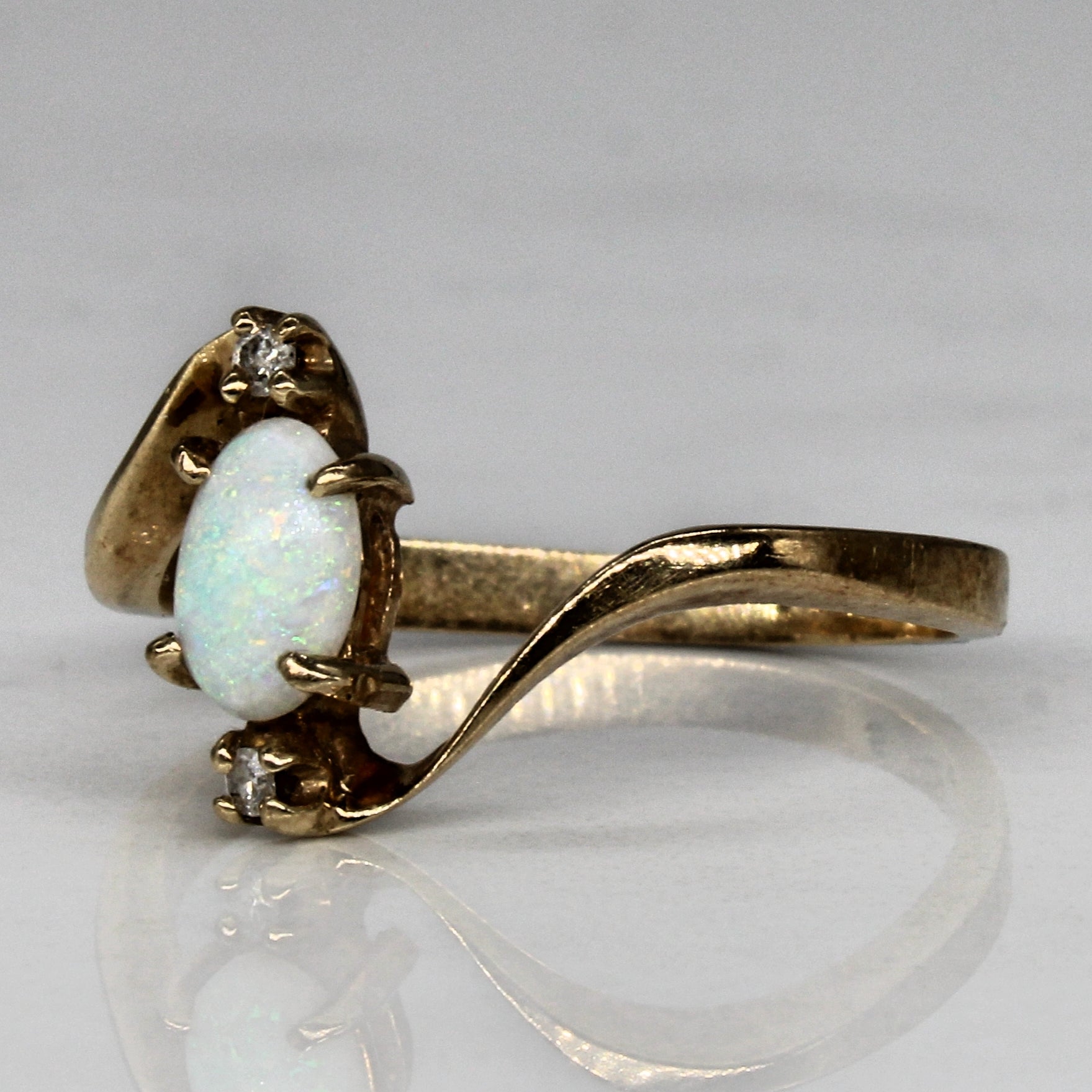 Opal Cabochon & Diamond Bypass Ring | 0.30ct, 0.02ctw | SZ 6.75 |