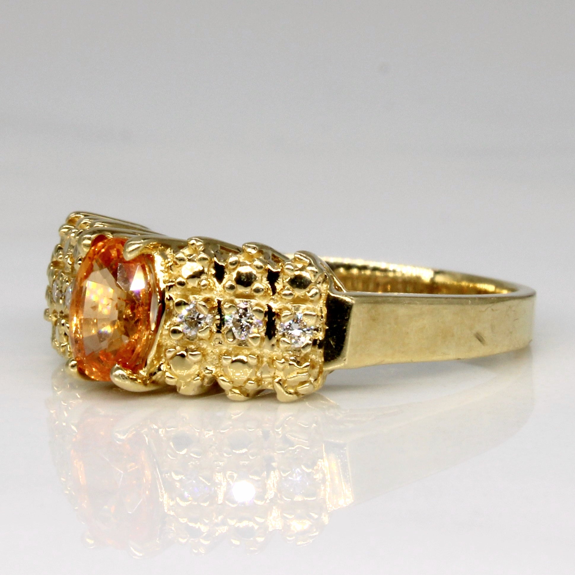 Synthetic Orange Sapphire & Diamond Ring | 0.50ct, 0.06ctw | SZ 5 |