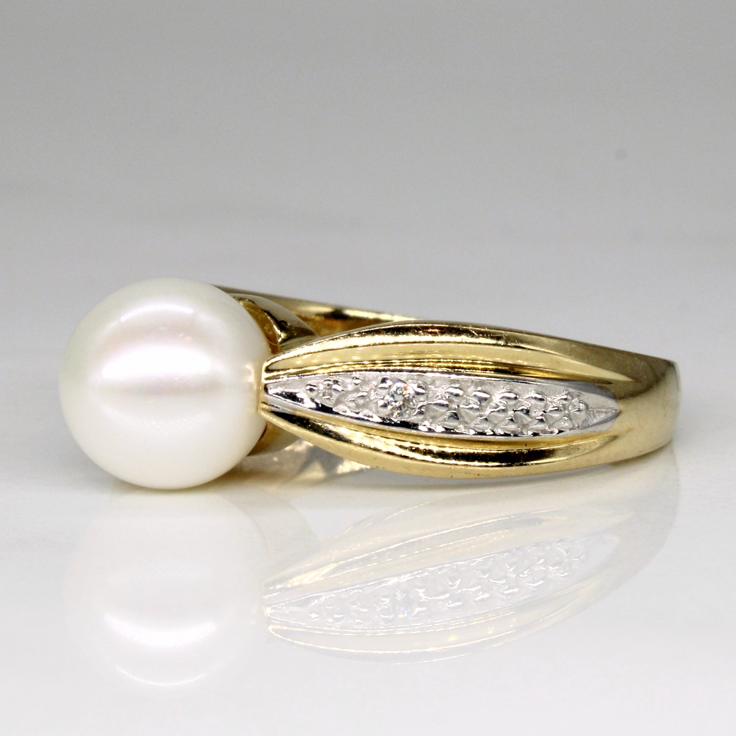 Pearl & Diamond Tapered Ring | 0.02ctw | SZ 9.25 |