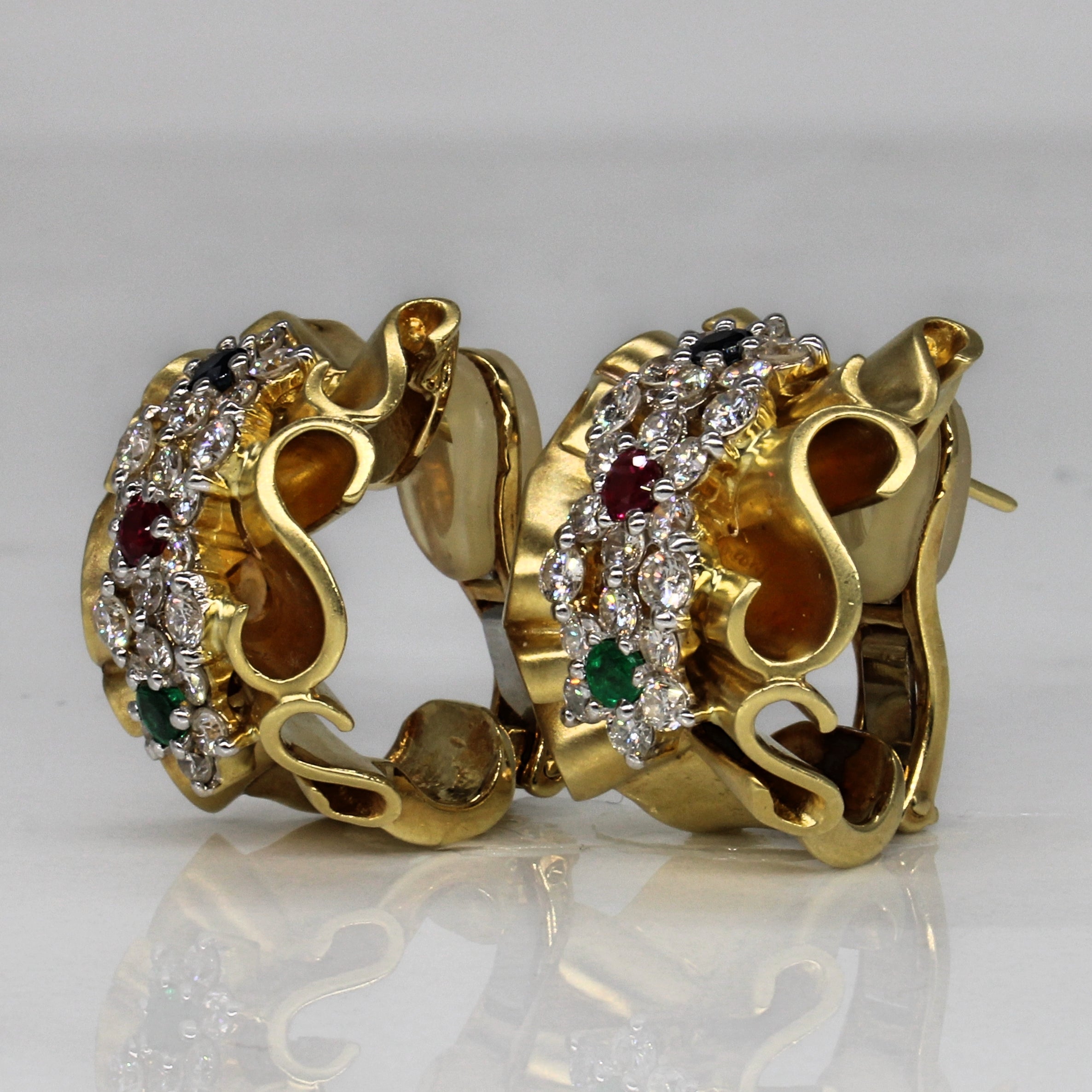Multi Gem Scroll Earrings | 1.94ctw |