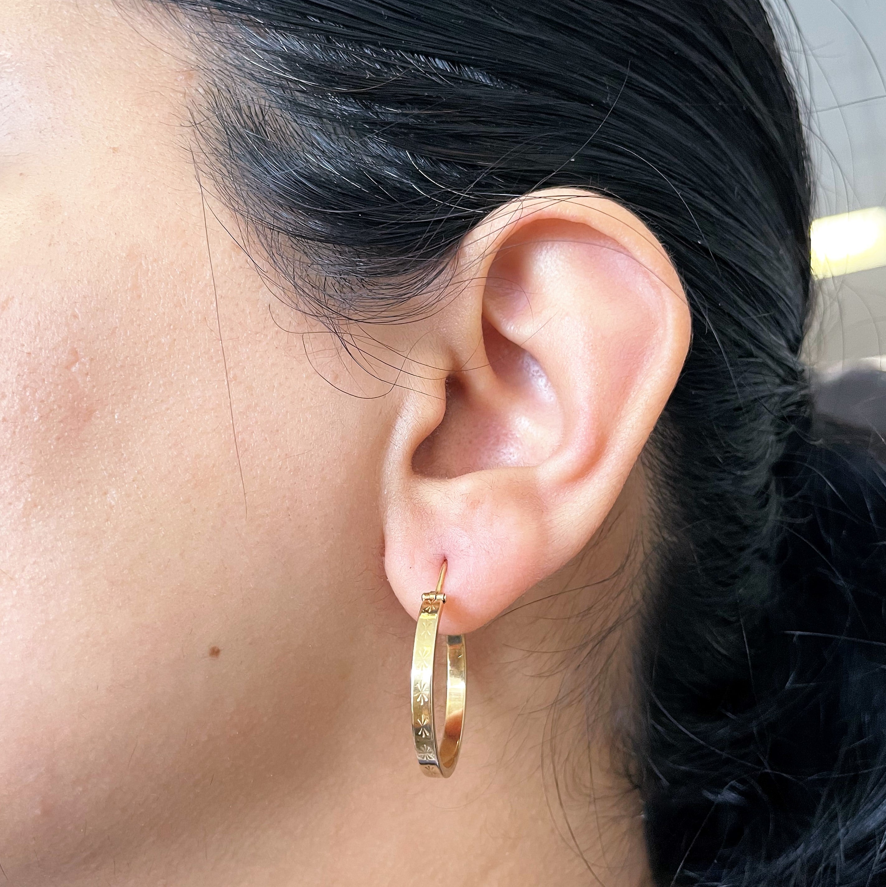 Star Burst Gold Hoops Earrings |
