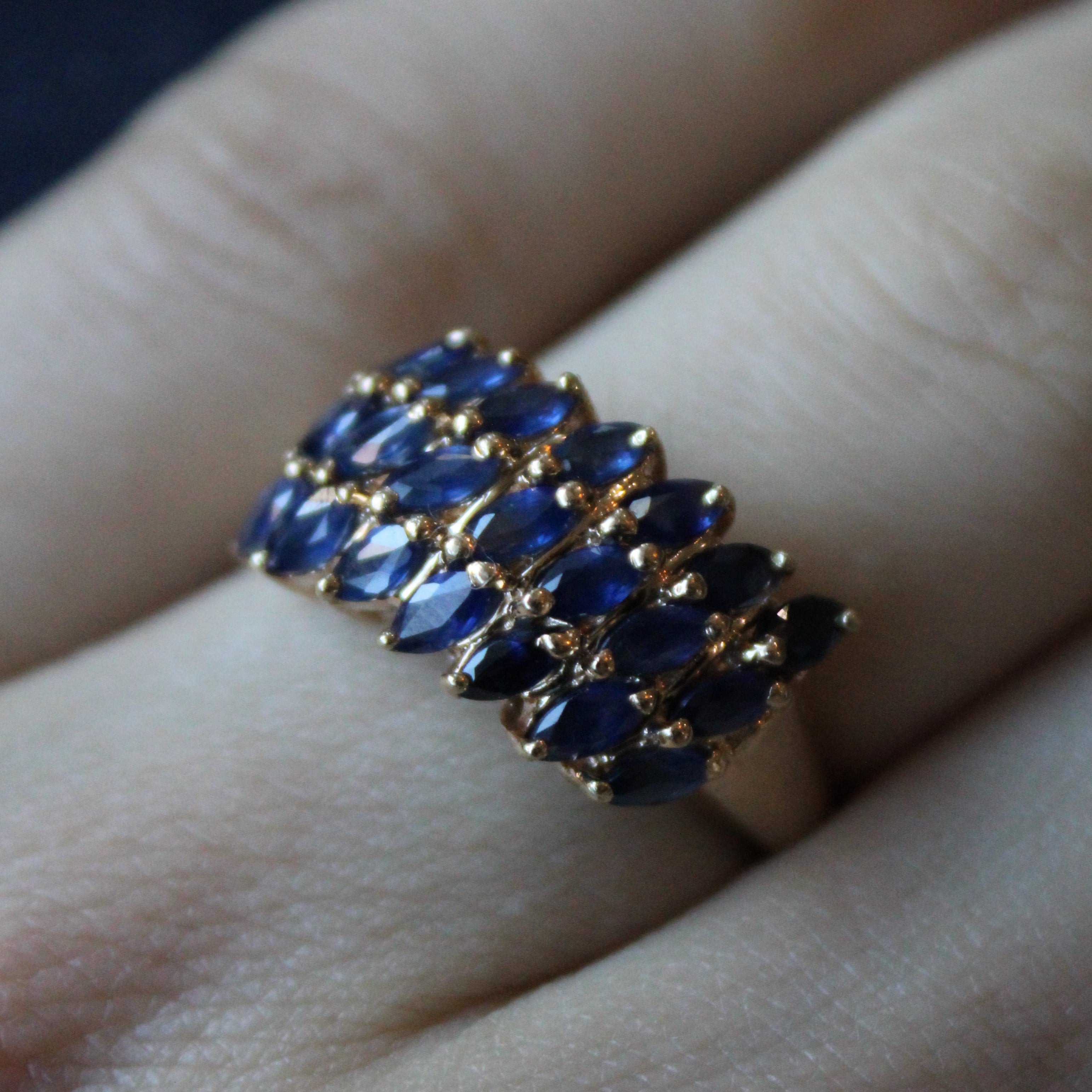 Triple Row Marquise Sapphire Ring | 1.26ctw | SZ 6 |