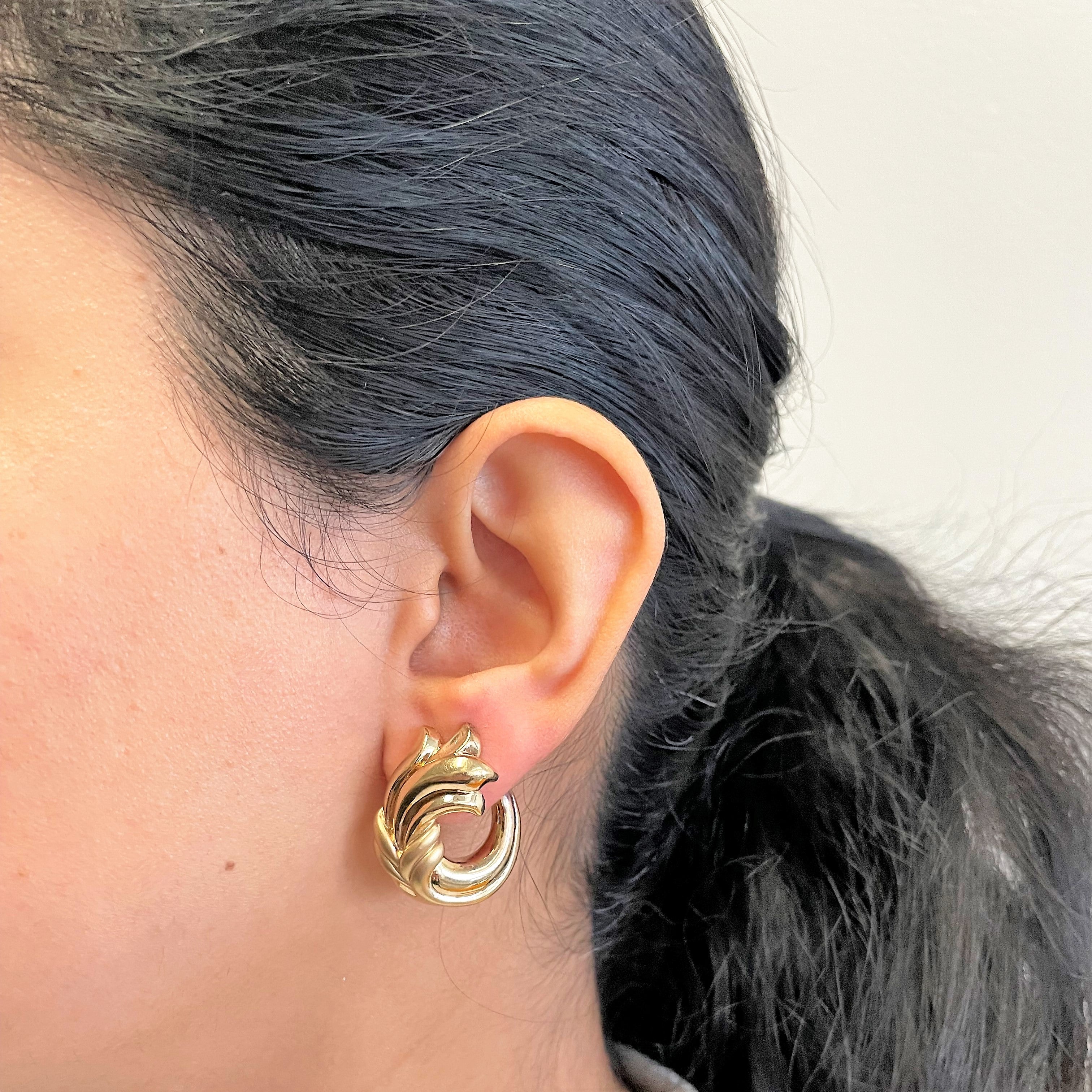 Yellow Gold Swirl Earrings |