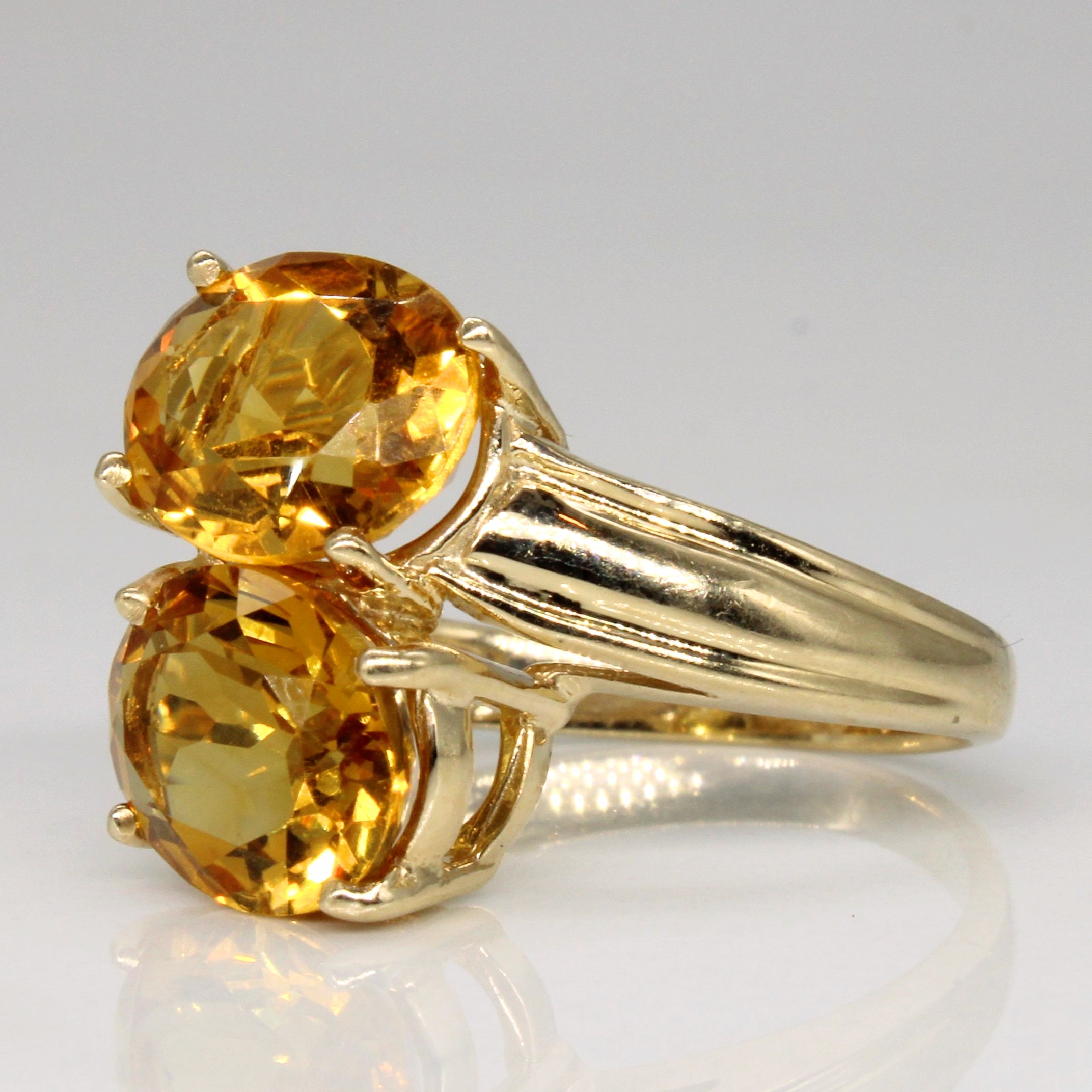 Bague Toi et Moi Citrine Bypass | 4,10 ct | Taille 7 |
