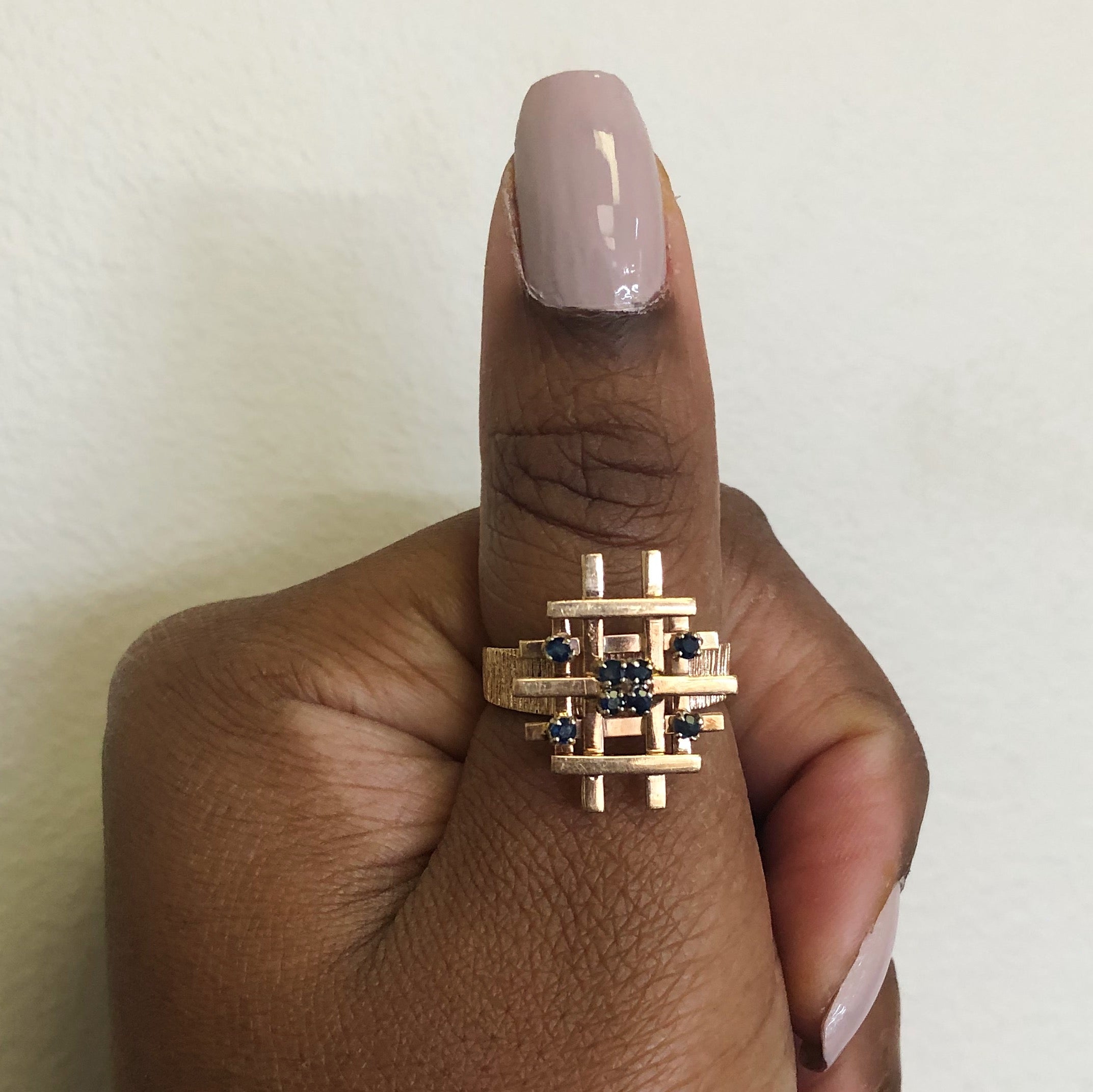 Sapphire Grid Cocktail Ring | 0.35ctw | SZ 10 |