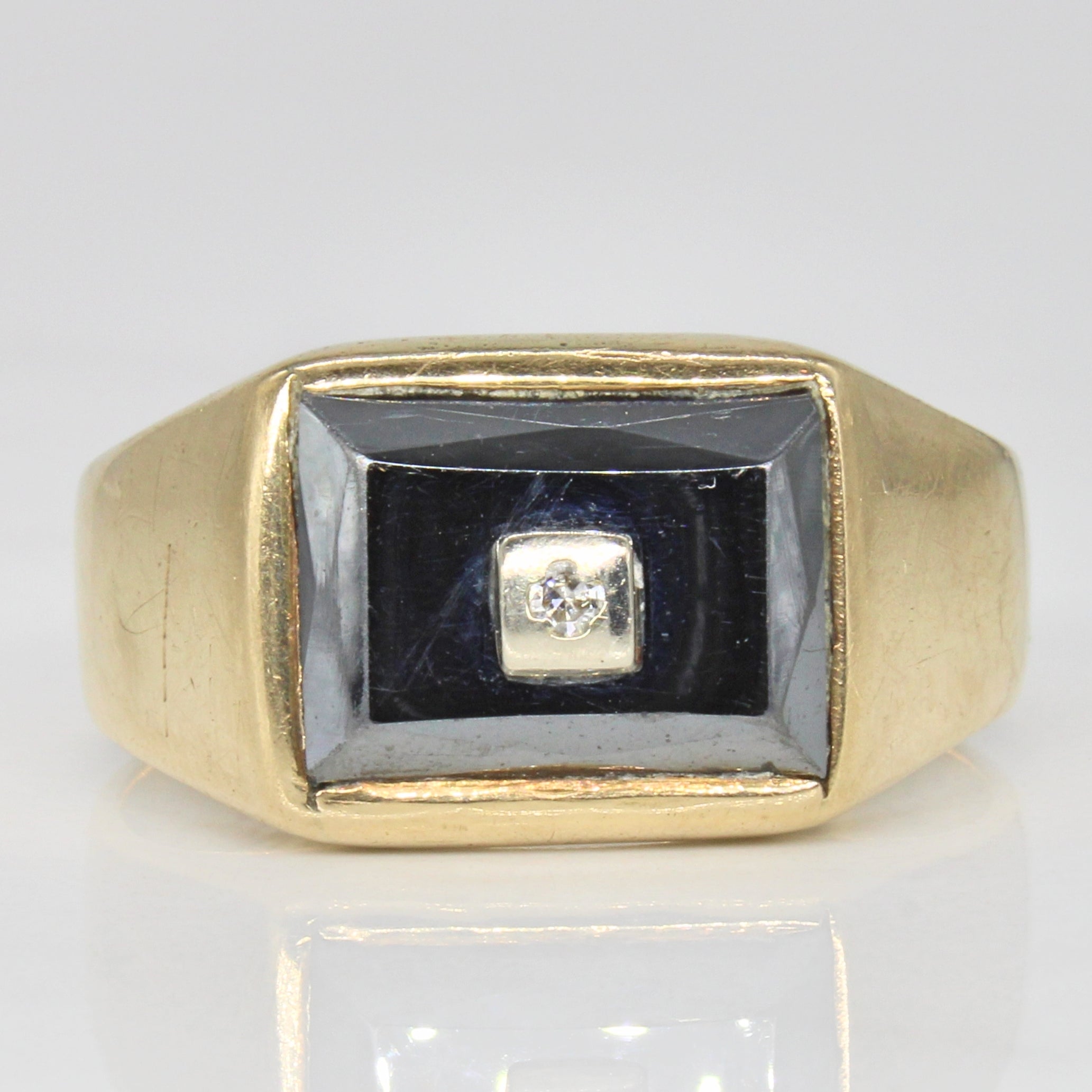 Square Hematite & Diamond Ring | 7.00ct, 0.03ct | SZ 12.5 |